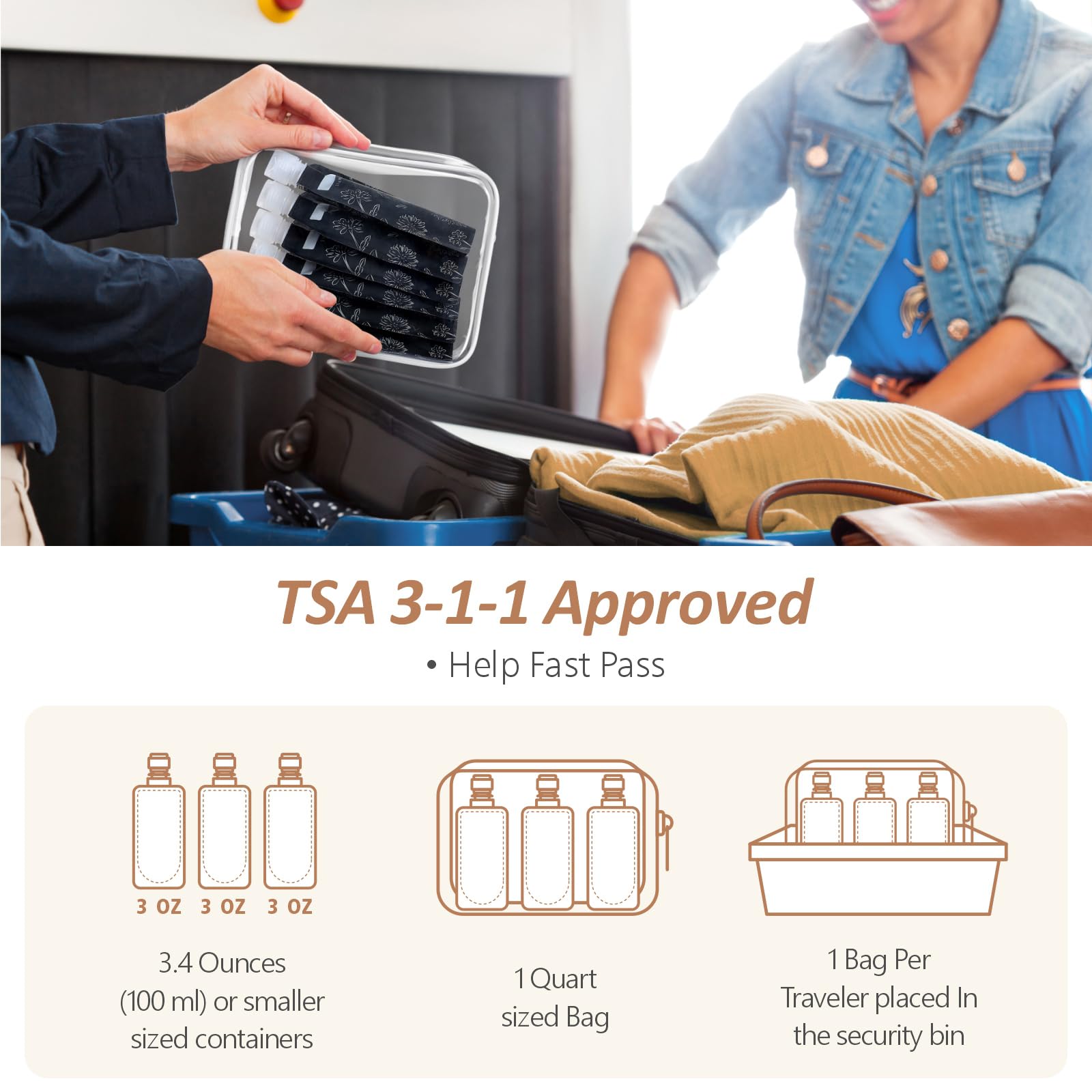 PACKISM 15-Piece TSA Approved Travel Toiletry Bottles Set - Leak Proof 3oz Containers for Shampoo, Conditioner & Lotion | Slim Stand-Up Design Saves Space in Luggage | Perfect for Air Travel, Camping & Gym Essentials