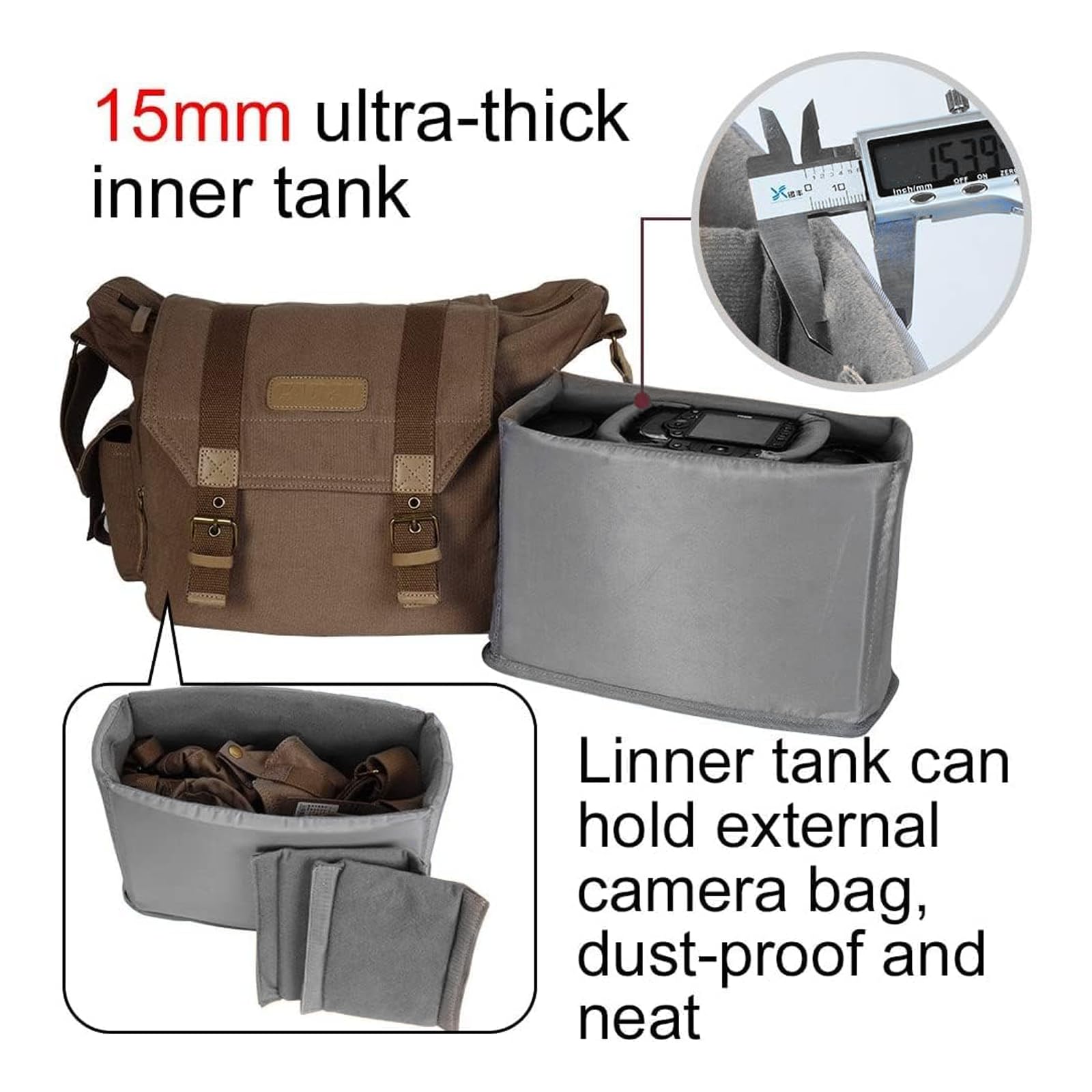 Durable Canvas DSLR/SLR Camera Bag Case Compatible with Nikon, Canon, Sony Mirrorless Cameras - Tripod Holder & Adjustable Shoulder Strap - Perfect for Travel, Photography & Outdoor Shooting (Brown)