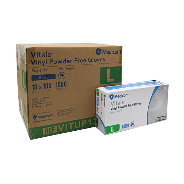 Premium Vinyl Disposable Gloves - Powder Free, Blue | Latex-Free Medical Exam & Food Handling Gloves for Healthcare, Cleaning & Food Service Safety