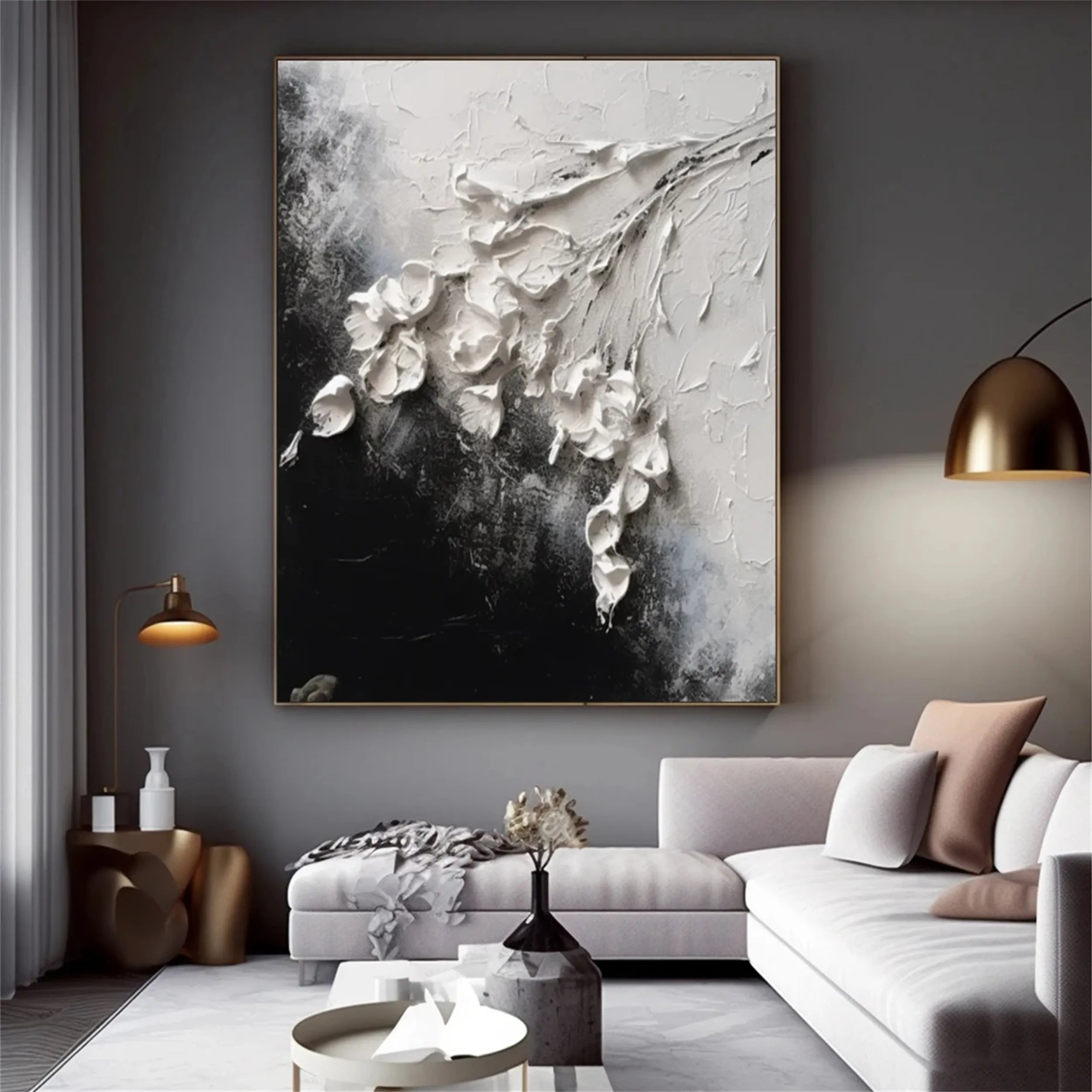 Beautiful Flower and Tree Painting #FT044 - Handmade Canvas Art for Home Decor, Office, Living Room & Bedroom Wall