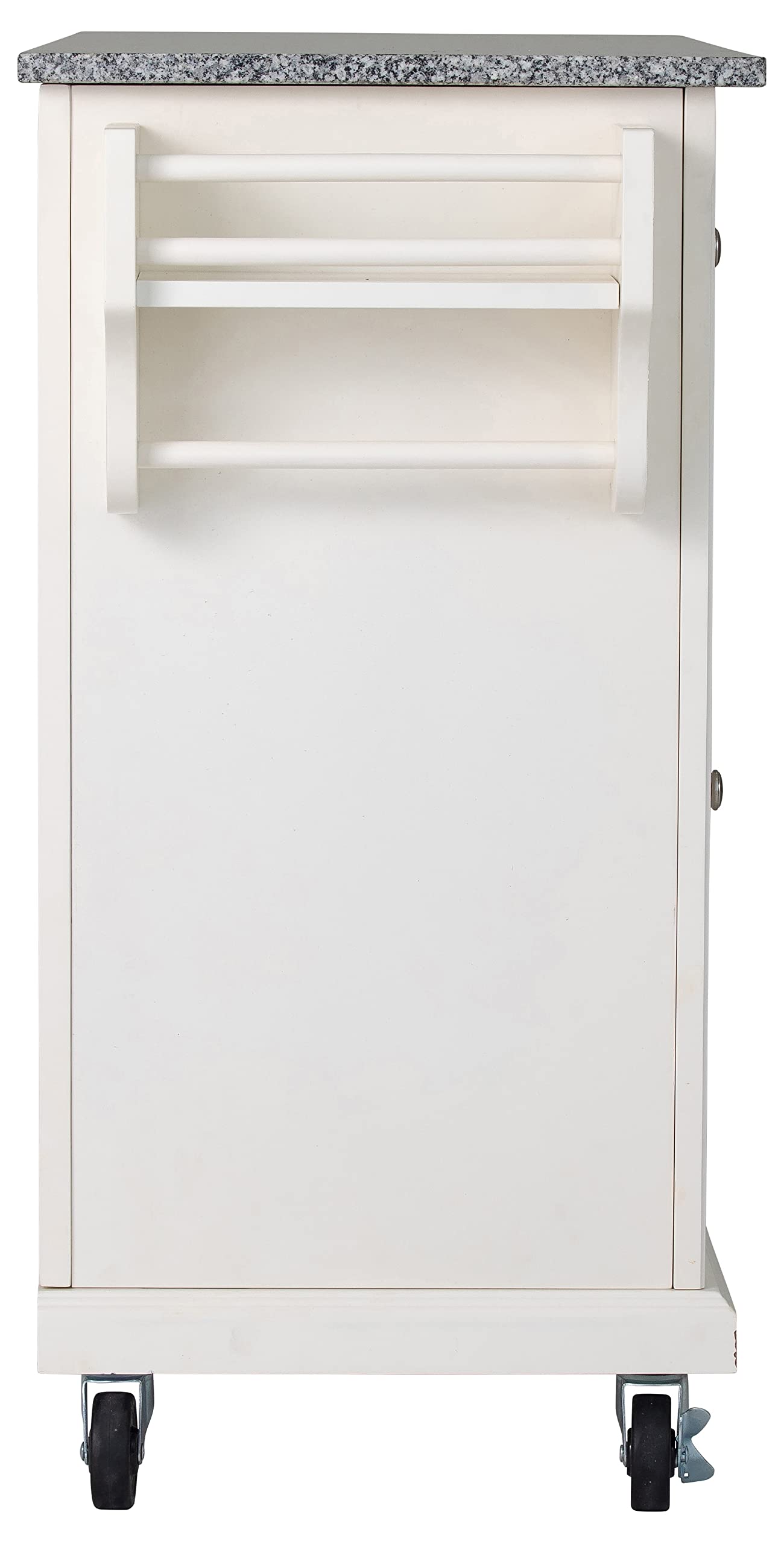 Glenwillow Antique White Kitchen Cart with Grey Granite Top - Mobile Kitchen Island with Storage for Small Spaces, Perfect for Dining Room, Apartment or RV Use