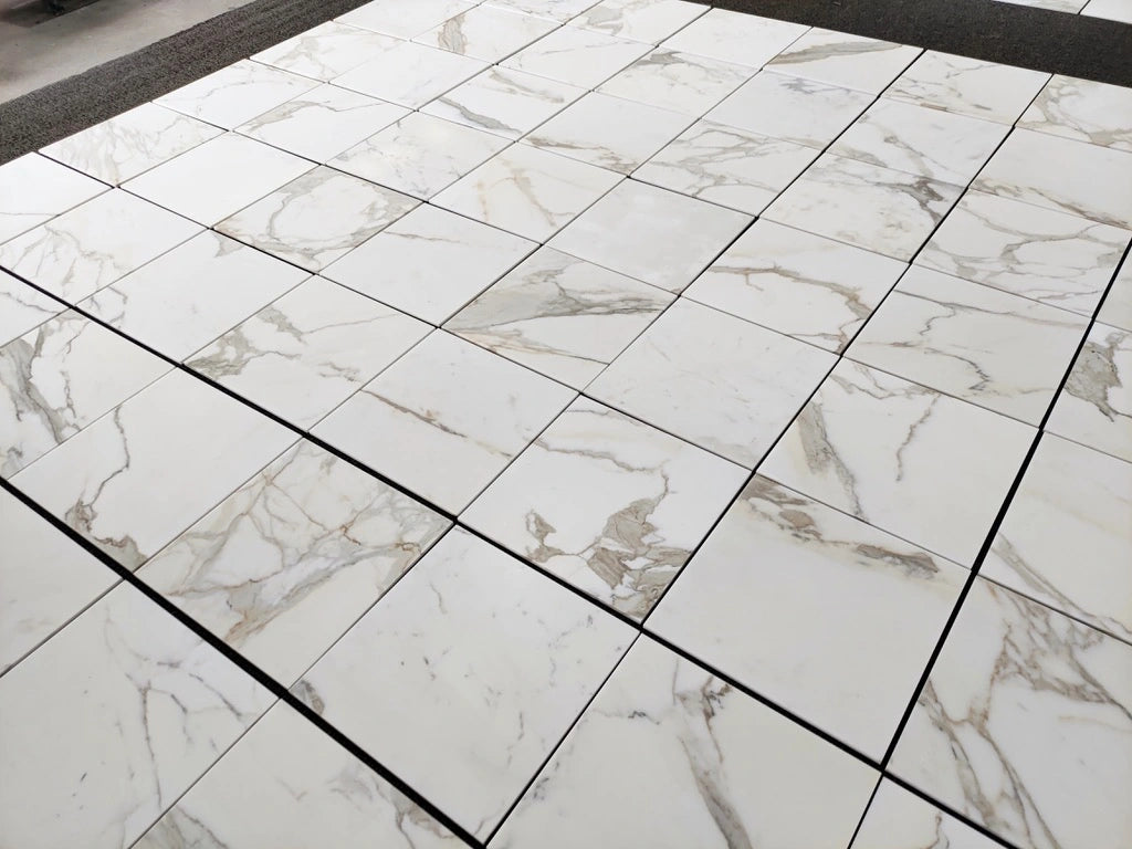 Premium Calacatta Gold Marble Tile 18x18 - Luxury Italian Marble Floor & Wall Tile for Kitchen, Bathroom, and Living Room Renovation