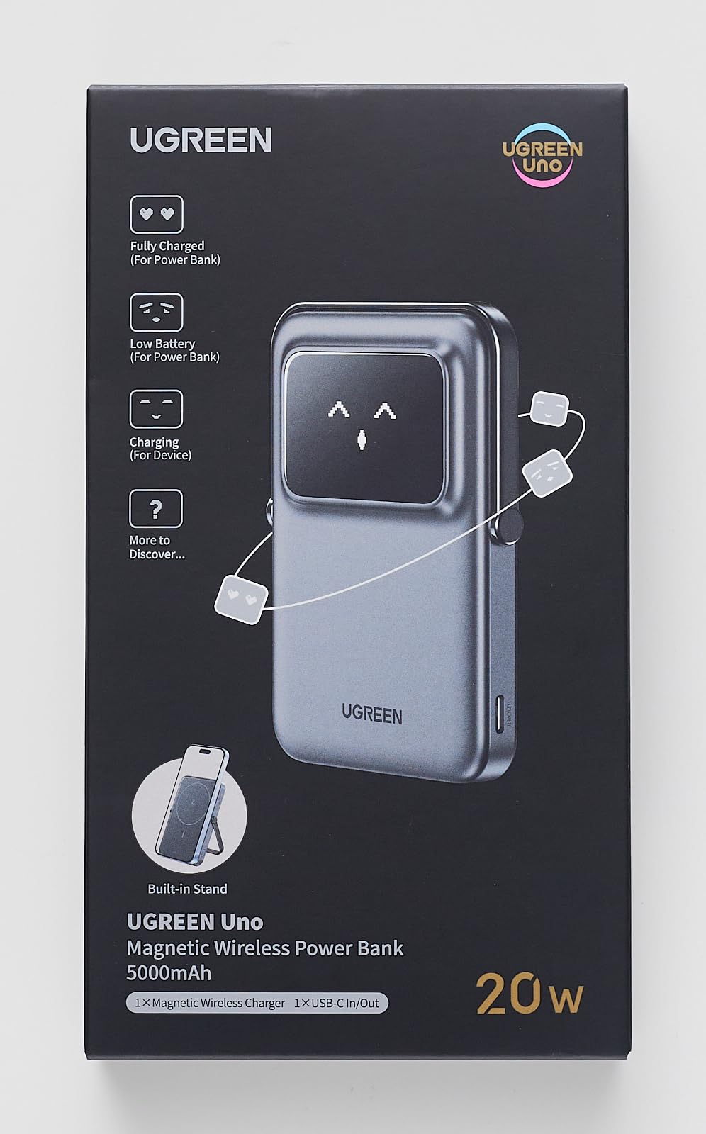 UGREEN 5000mAh Magnetic Wireless Power Bank - Magsafe Compatible Portable Charger with 20W USB-C Fast Charging for iPhone 15 Pro Max/15/14 Plus/13 Series (Black) | Perfect for Travel, Work & On-the-Go Charging