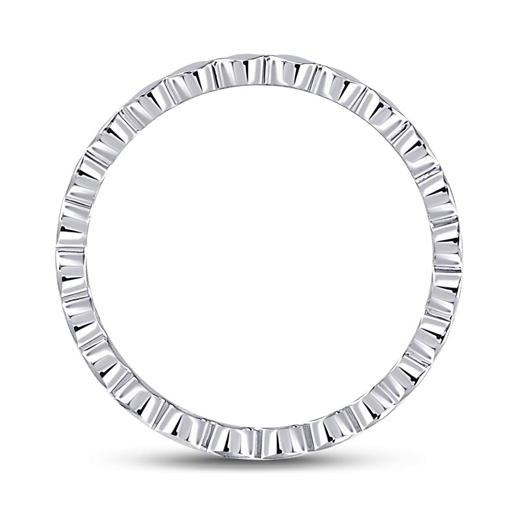 14K White Gold Women's Round Diamond Machine-Set Band Ring - 1/8 CTTW - Elegant Wedding, Anniversary & Everyday Jewelry Gift for Her
