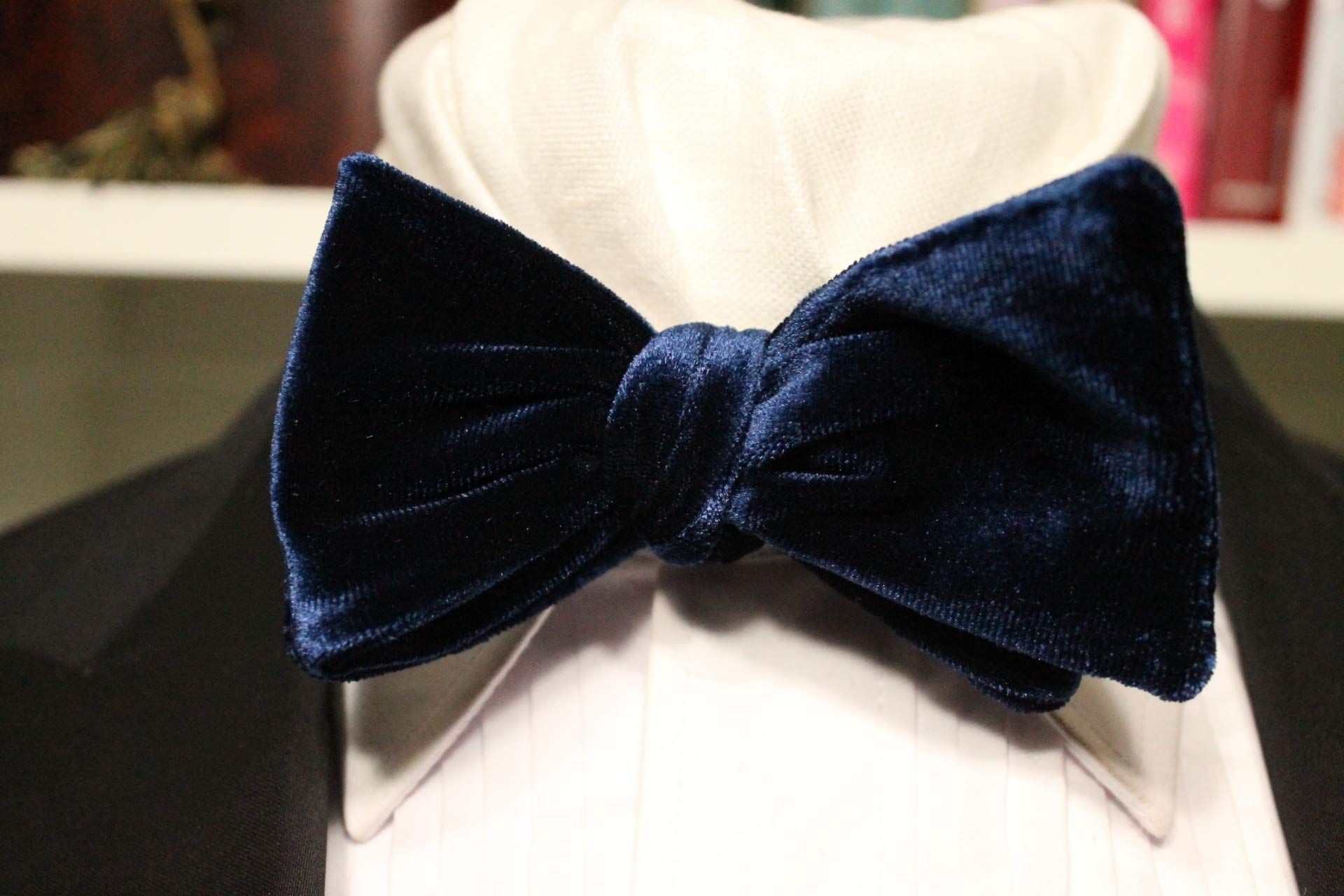 Navy Blue Velvet 'Classico' Handmade Bow Tie for Weddings, Formal Events & Special Occasions