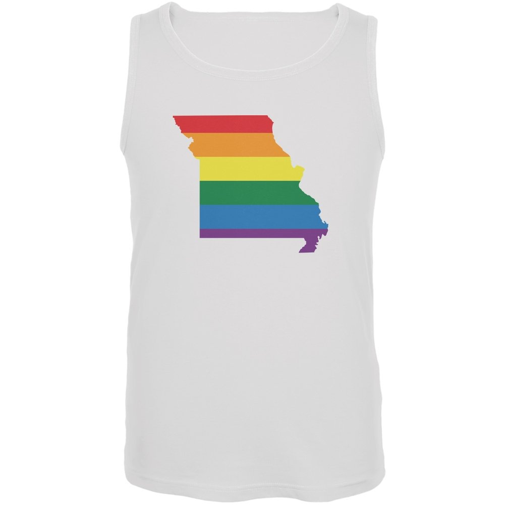 Missouri LGBT Gay Pride Rainbow White Adult Tank Top - Medium | Comfortable & Stylish for Pride Parades, Festivals & LGBTQ+ Events