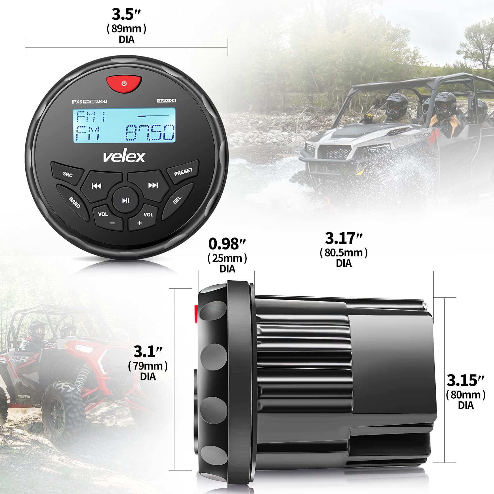 Waterproof Bluetooth Stereo Receiver with MP3 Player, AM/FM Radio & USB Port - Perfect for Boats, Golf Carts, ATVs, UTVs, Spas & Jacuzzis - Stream Music Anywhere Outdoors