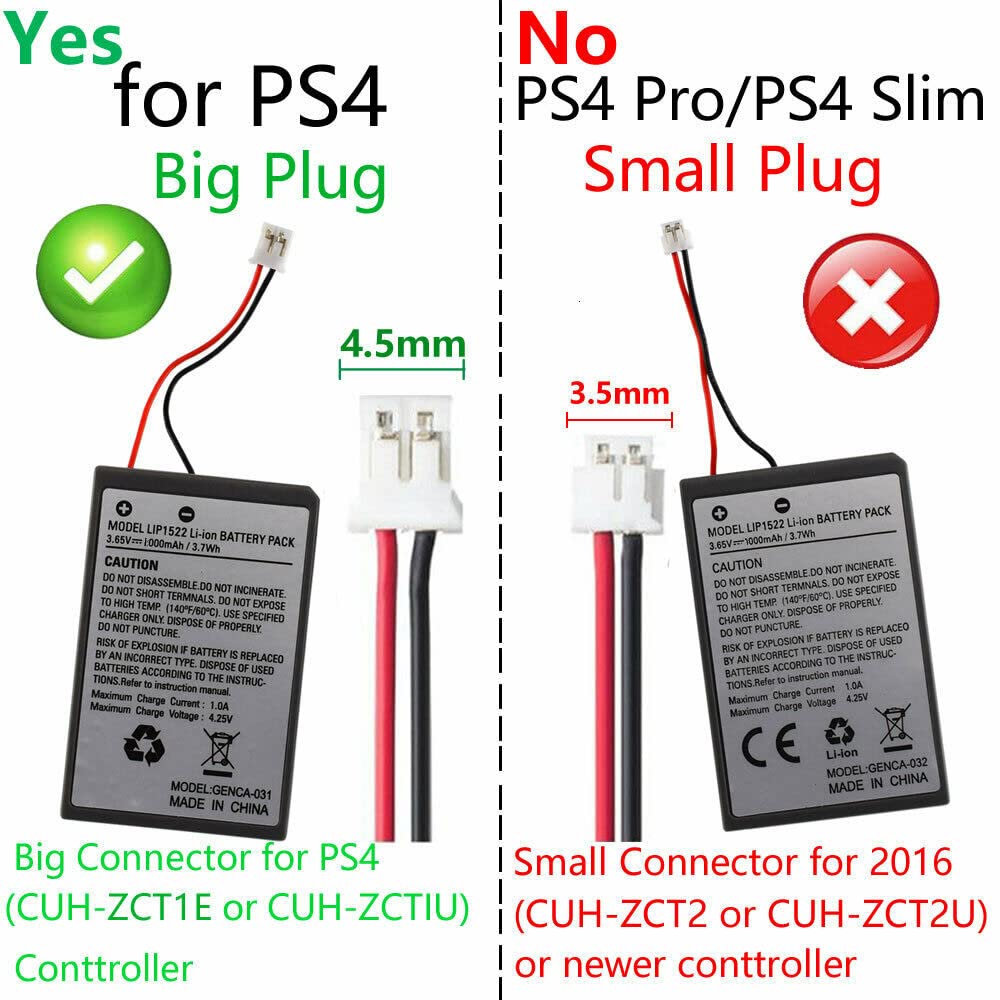 PS4 DualShock 4 LIP1522 Replacement Battery - Compatible with Sony PlayStation 4 Controller - Long Lasting Power for Gaming Sessions