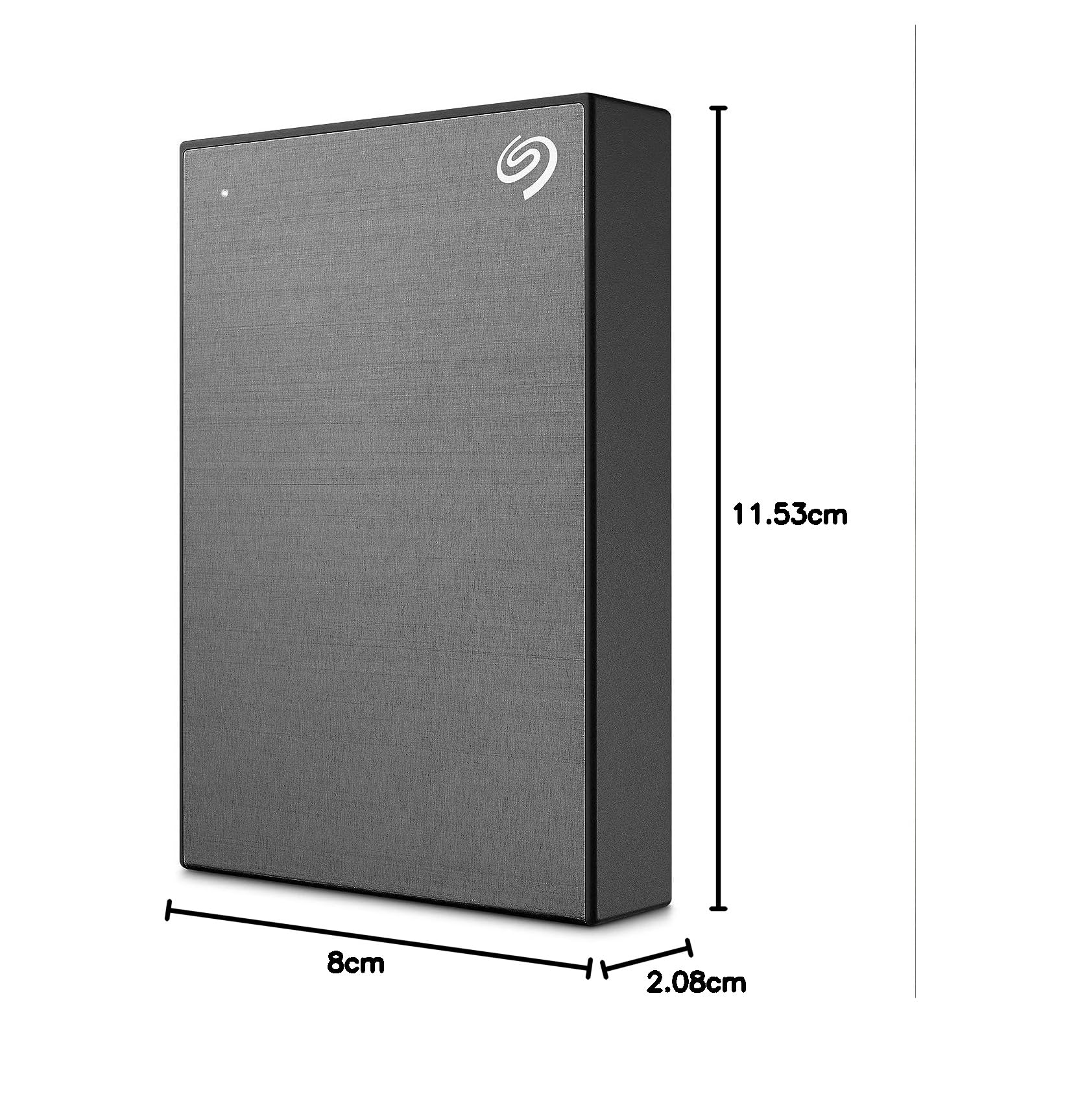 Seagate One Touch 5TB Portable External Hard Drive with Password Protection - USB 3.0 for PC, Mac & Laptop - Space Gray (STKZ5000404) | Includes Data Rescue Service | Perfect for Backup, Storage & File Sharing