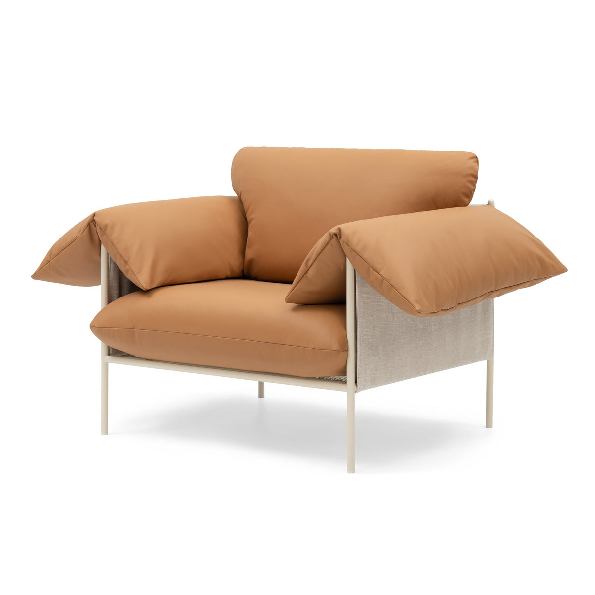 Alva Nougat Frame Armchair - Modern Upholstered Accent Chair for Living Room, Bedroom & Office - Comfortable Lounge Seating with Sturdy Wooden Legs