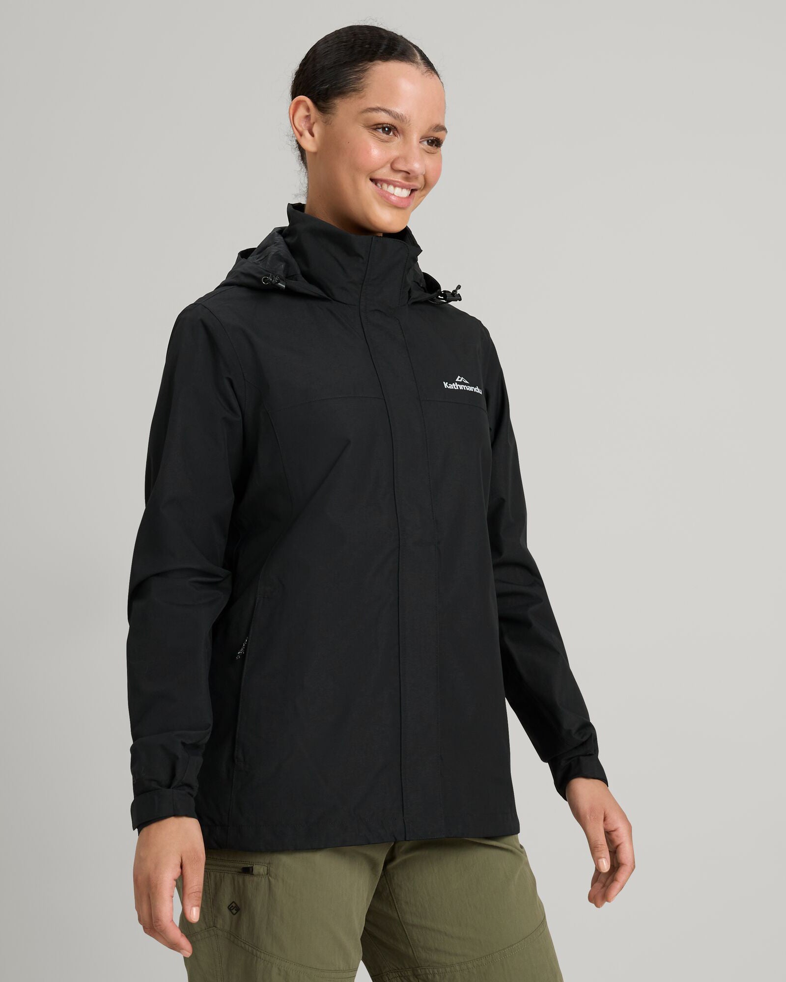 Waterproof Andulo 2-Layer Women's Rain Jacket - Black | Lightweight Windbreaker for Hiking, Commuting & Outdoor Activities