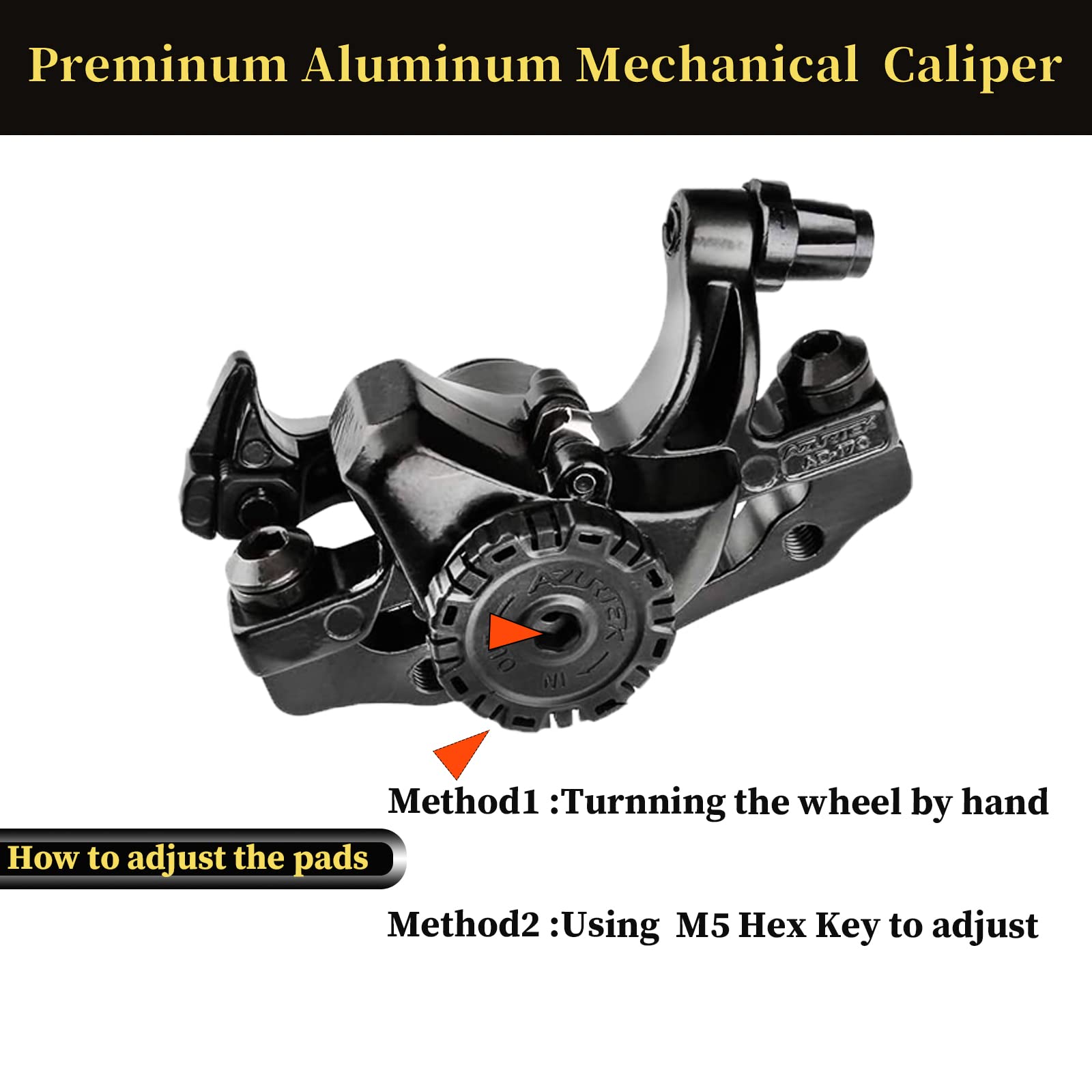 RUJOI Bike Disc Brake Caliper - Aluminum Mechanical Front & Rear Brakes for Road Bikes & Mountain Bikes | Perfect for Commuting, Trail Riding & Performance Cycling