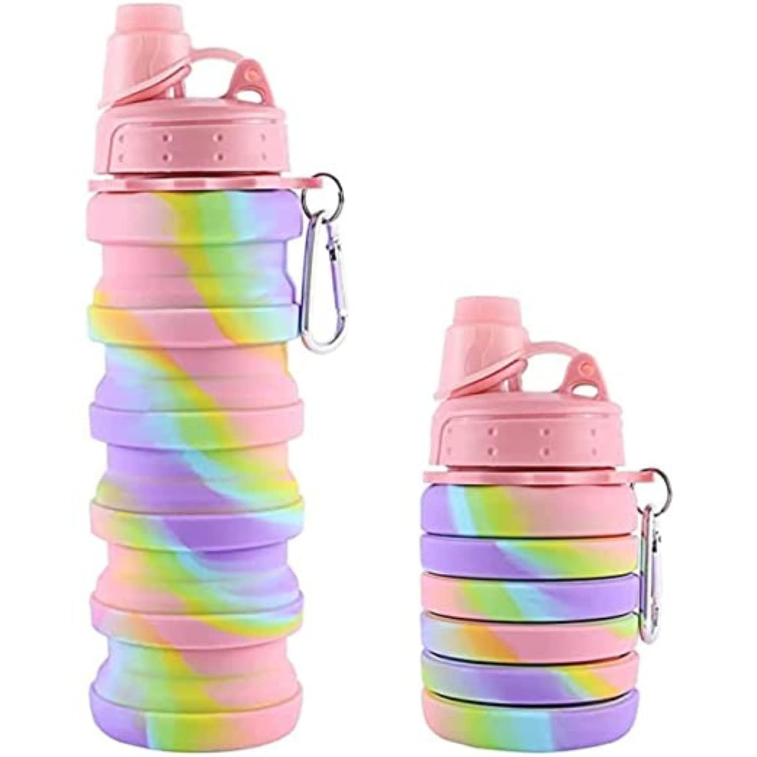 Luvvy Tuffy Expandable Silicone Water Bottle for Kids & Adults - Leak Proof Sports Water Bottle with Straw, BPA Free, Collapsible Design for School, Gym, Hiking, Travel (Multicolor)