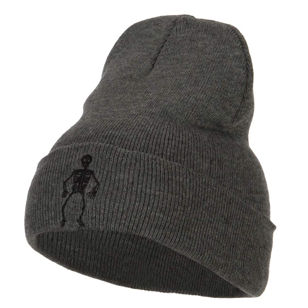 Halloween Skeleton Embroidered Beanie Hat - Warm Long Skull Knit Cap for Men & Women - Perfect for Halloween Costumes, Cosplay, and Winter Outfits
