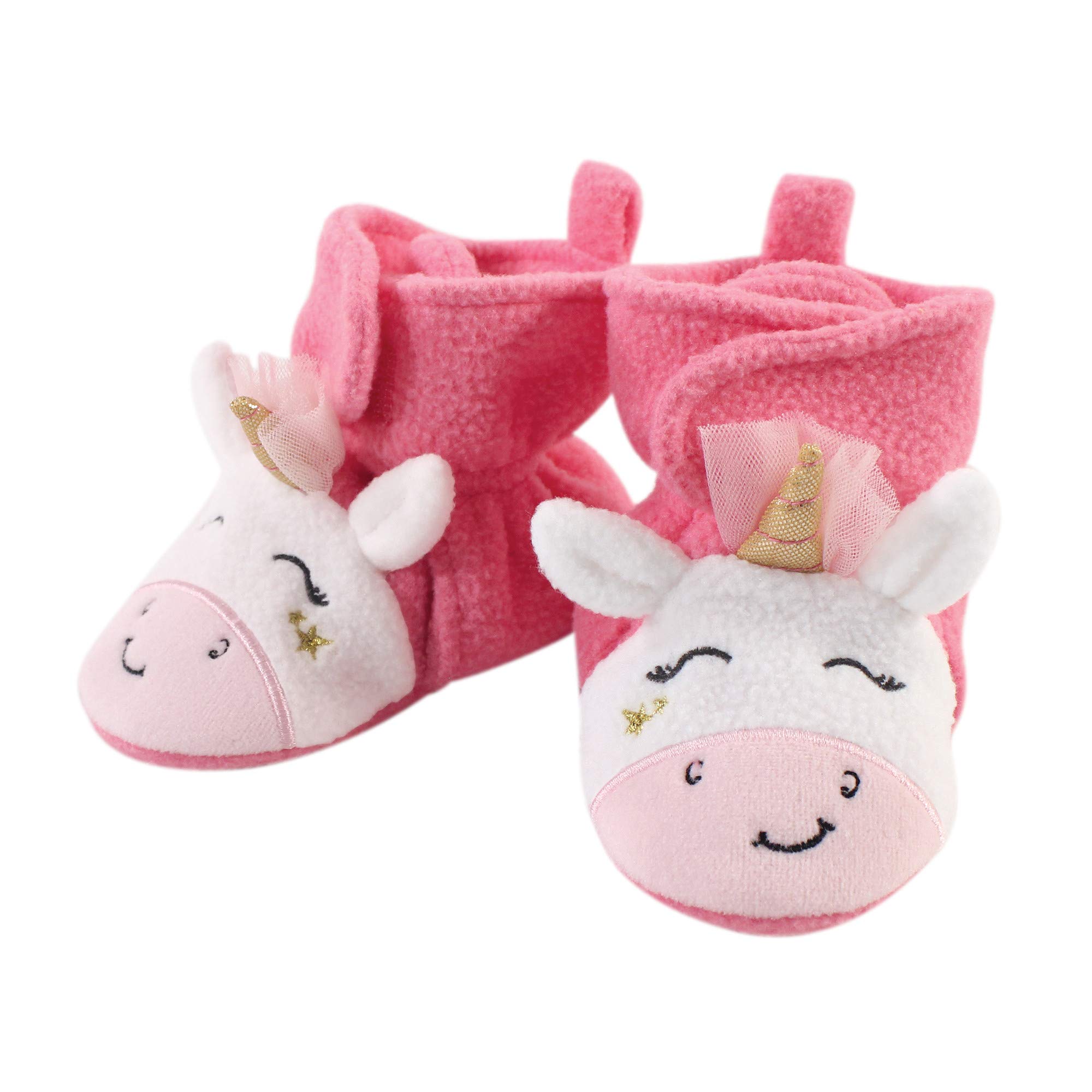 Hudson Baby Fleece Booties Slippers 0-6M - Pink Unicorn for Cozy Infant Feet