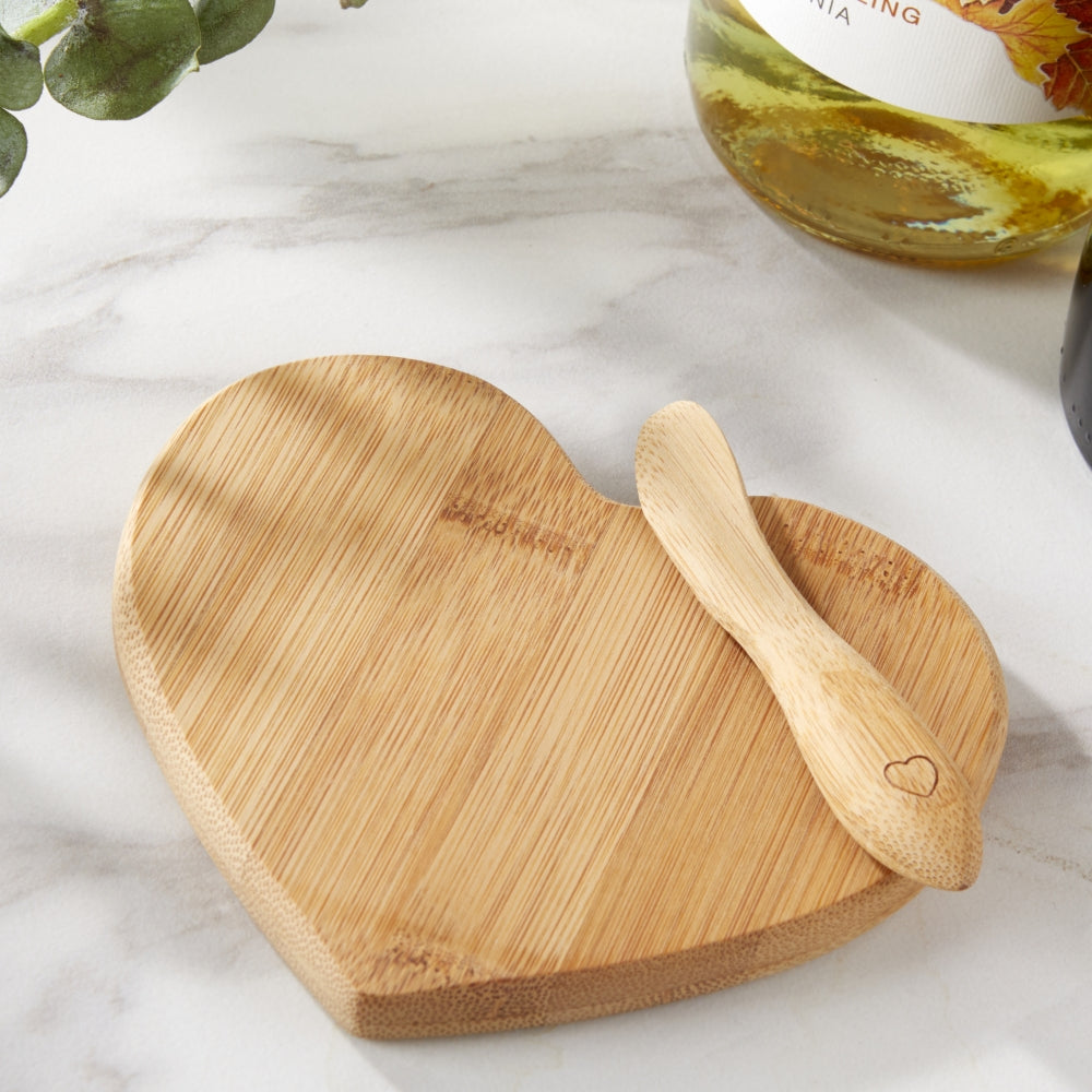 Heart-Shaped Bamboo Cheese Board Set - Elegant Charcuterie Serving Tray for Wine & Cheese Pairing, Perfect for Valentine's Day Gifts, Anniversary, Romantic Dinner and Housewarming Party