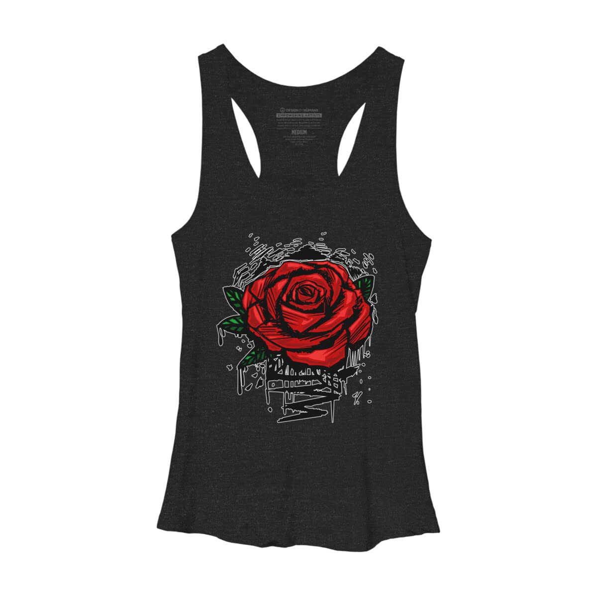 Design By Humans Women's Rugged Rose Racerback Tank Top by Adamzworld - Soft Breathable Workout & Casual Wear for Gym, Yoga, and Summer Outfits
