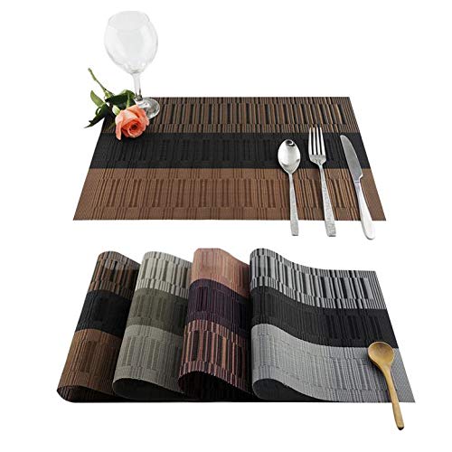 6 Washable PVC Heat Resistant Placemats - for Kitchen & Dining Table