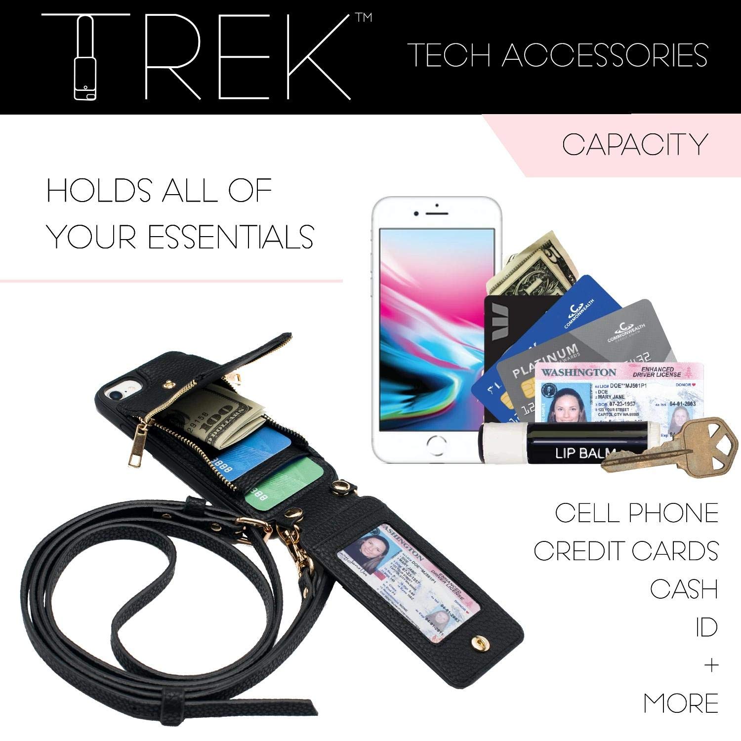 Galaxy S9+ All-in-One Crossbody Phone Case with Wallet - Black | Perfect for Travel, Shopping & Everyday Use