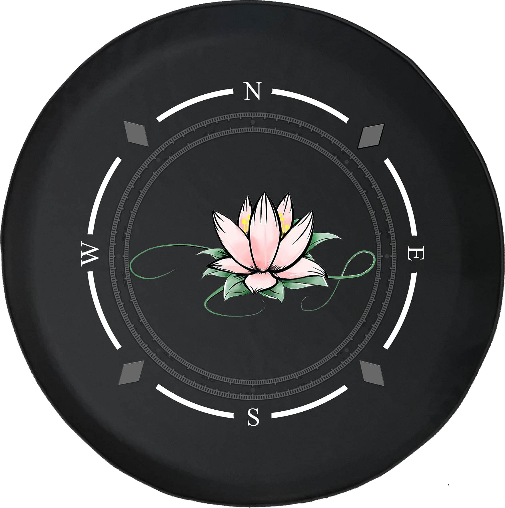 American Unlimited Spare Tire Cover with Compass Design - Pink Floral Pattern for SUVs, Trailers & RVs | Durable Off-Road Wheel Protector for Adventure & Camping Trips