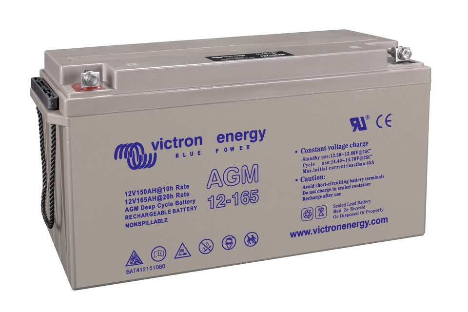 Victron Energy 12V 165Ah AGM Deep Cycle Battery for Solar, RV, Marine & Off-Grid Power - Maintenance-Free Rechargeable Battery for Renewable Energy Systems