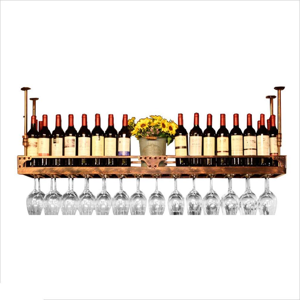 Vintage Metal Ceiling Mounted Hanging Wine Glass & Bottle Rack - Adjustable Storage Shelf for Kitchen, Bar, or Restaurant Decor - Multi-Size Wine Holder for Stylish Space Saving