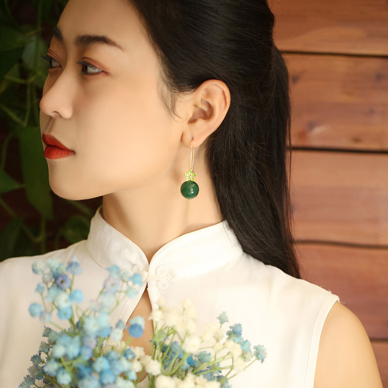 Exquisite Oriental Green Agate Drop Dangle Earrings - Handmade Gemstone Jewelry for Women | Perfect for Weddings, Parties & Boho Fashion