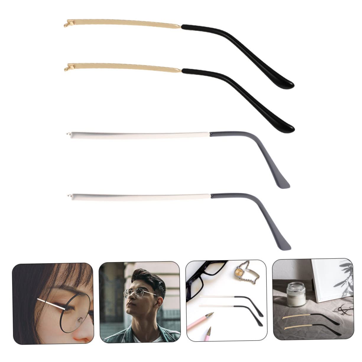 BCOATH 2 Pairs Glasses Replacement Arms - Metal Temple for Men & Women - Perfect for Repairing Sunglasses