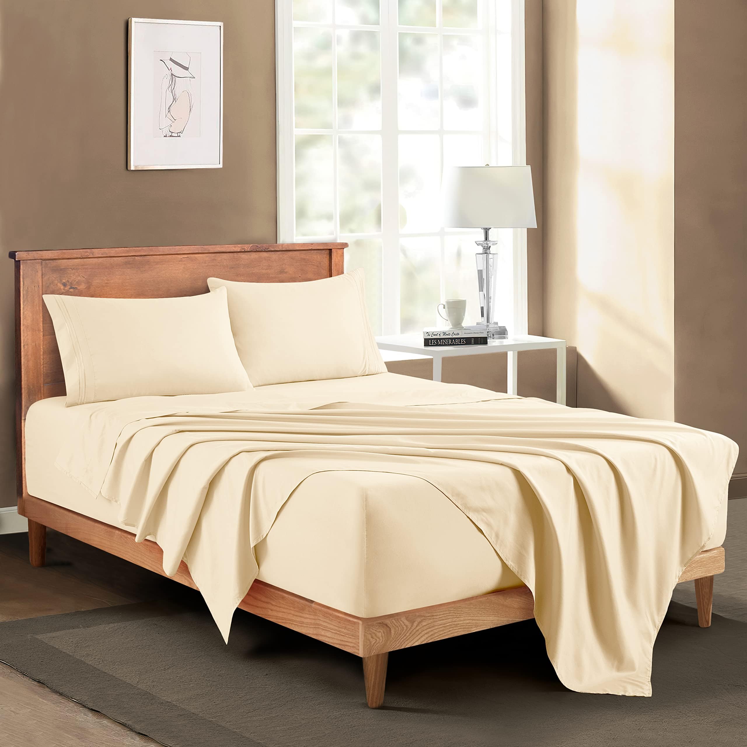 Luxury 1800 Thread Count Twin Sheets Set with Extra Deep Pockets (Up to 24