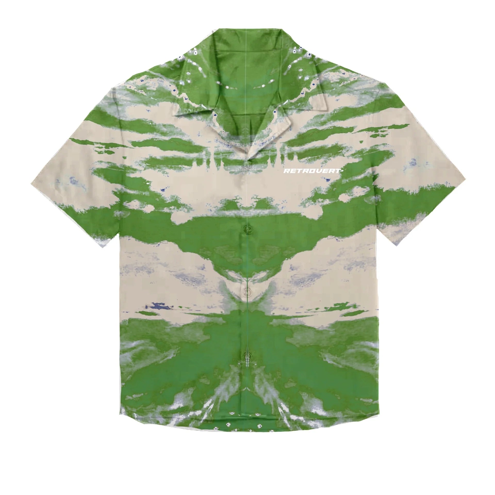 Retrovert DREAMSCAPE Button Up Shirt for Men - Vintage Green Floral Print Hawaiian Shirt - Casual Summer Beach Wear for Vacation & Outdoor Activities