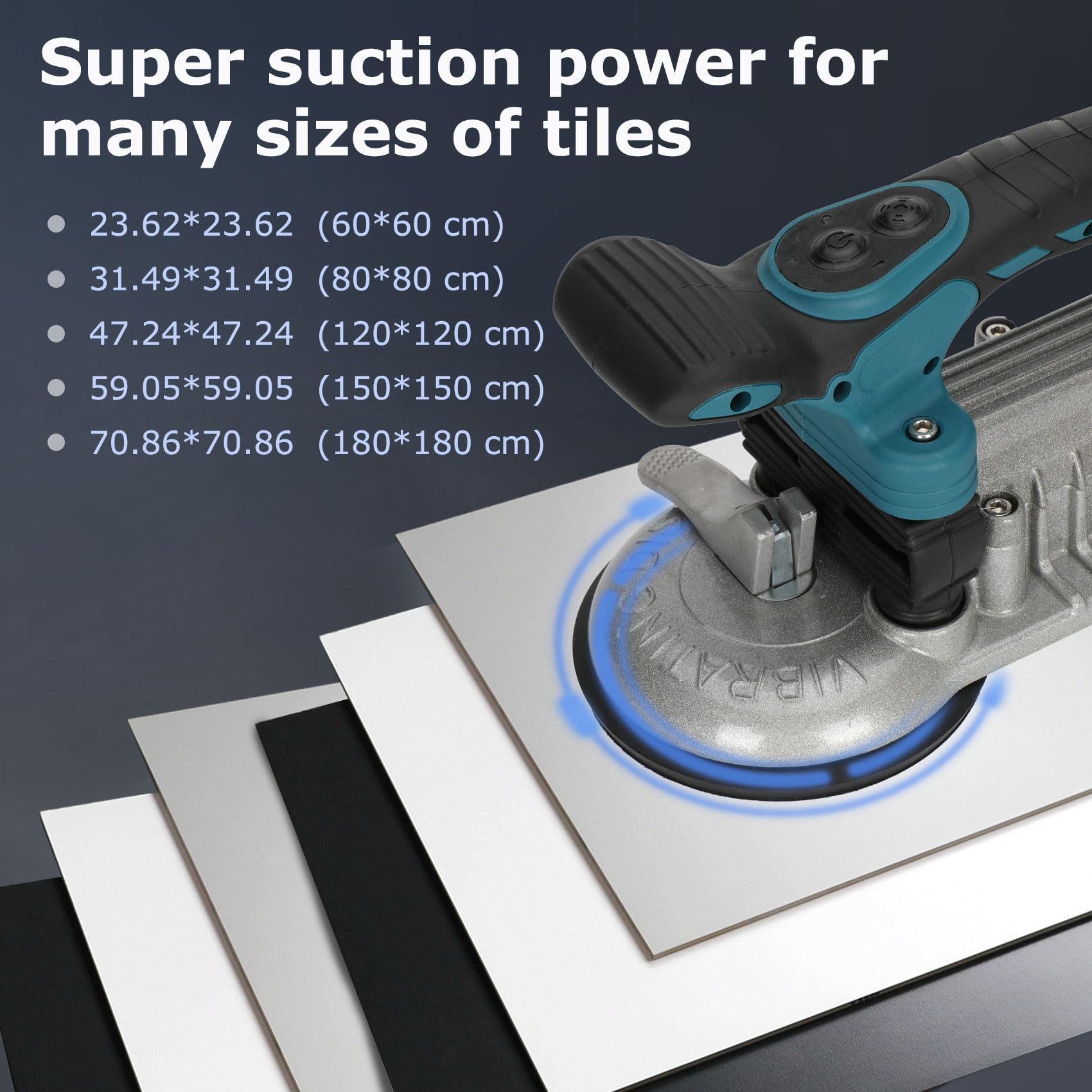 Electric Tile Vibrator Tool - 21V 6-Speed Adjustable Vibration Machine with Double Suction Cup, 12000mAh Battery & 24000r/min for Professional Tile Installation | Perfect for Flooring, Wall Tiling, and DIY Home Renovation Projects