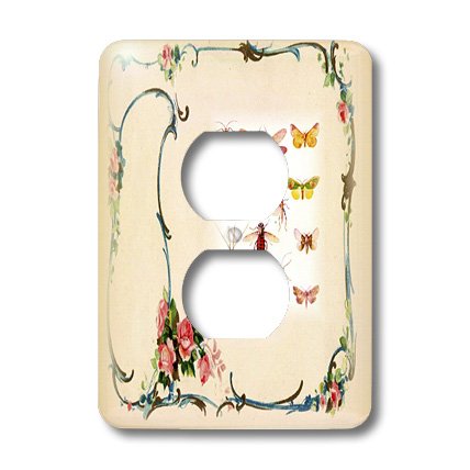3D Rose Outlet Cover - Decorative Butterflies and Roses Design for Wall Plates | Home Decor, Bedroom, Living Room, Bathroom Accessories