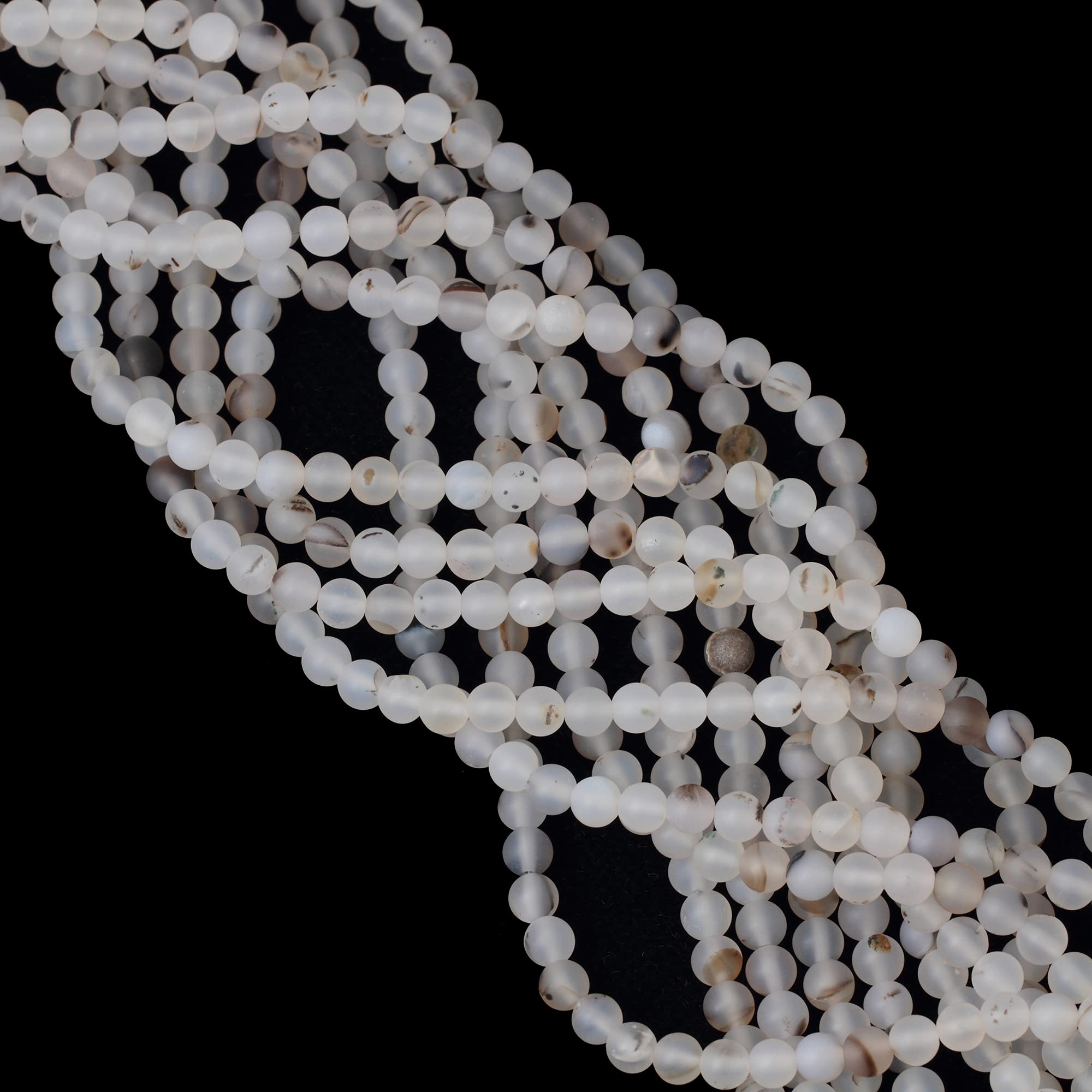 60PCS 6mm Natural Frosted Moss Grass Agate Gemstone Round Loose Beads for Jewelry Making DIY Bracelet Necklace - 1 Strand 15