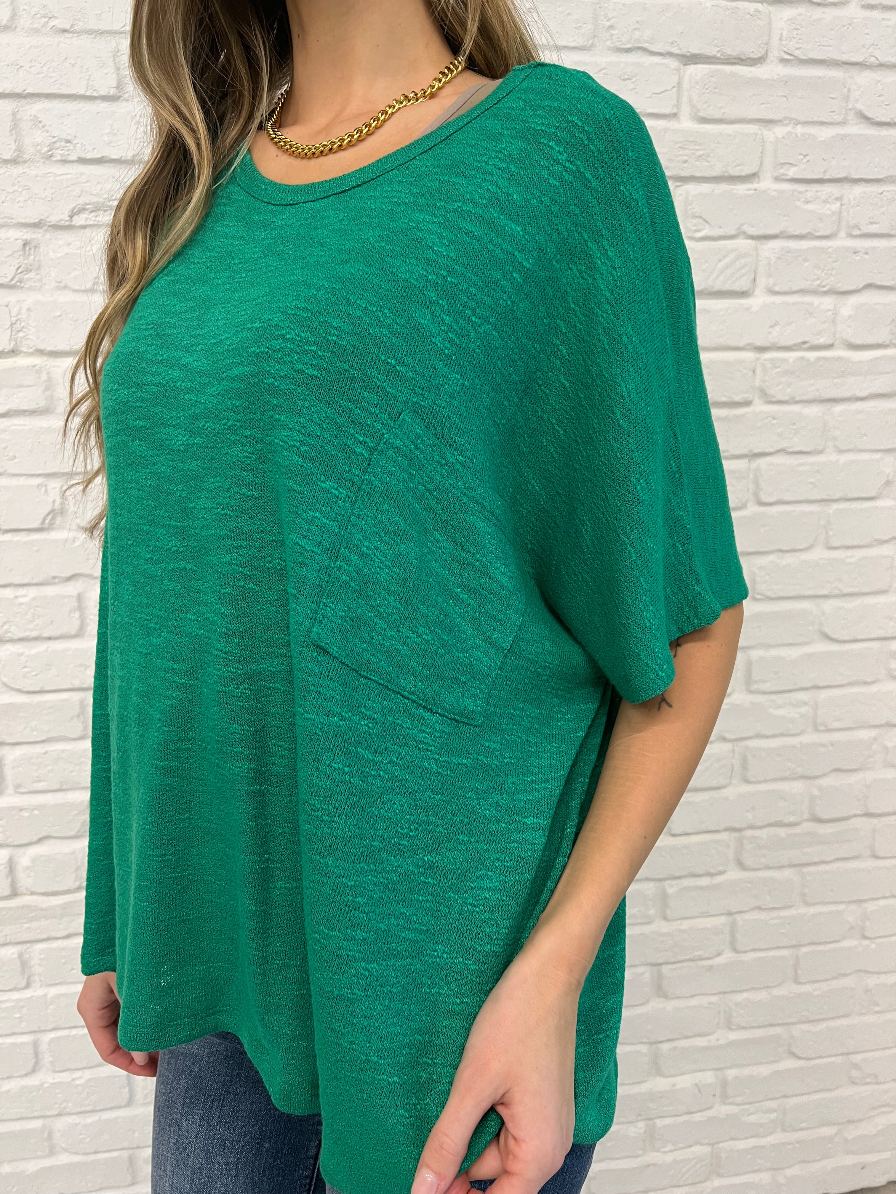 Basically Flowing Dolman Sleeve Top in Kelly Green - Women's Loose Fit Casual Blouse for Everyday Wear | Perfect for Office, Date Night & Weekend Outings