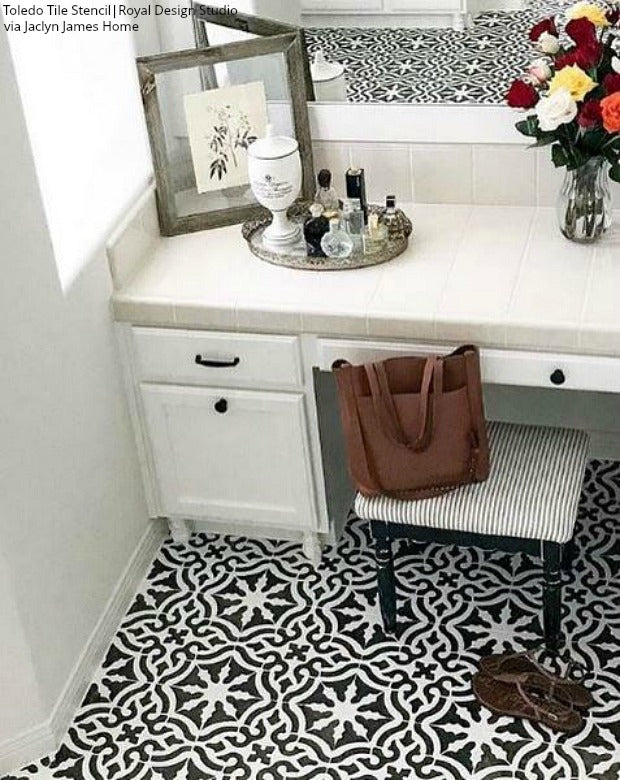 Toledo Tile Stencil Kit - Reusable DIY Ceramic & Mosaic Tile Painting Template for Home Decor, Bathroom, and Kitchen Backsplash Projects