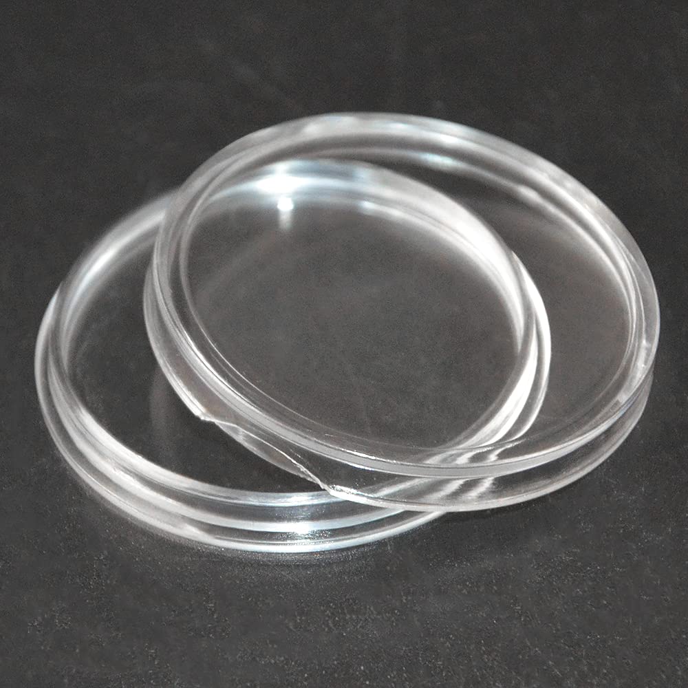 100 PCS 40mm Clear Plastic Coin Storage Containers - Round Transparent Coin Holder Boxes for Coin Collection & Organizing (Perfect for Collectors, Numismatists & DIY Craft Projects)
