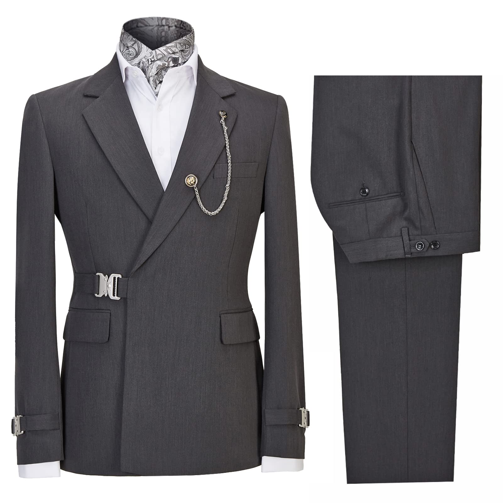 Premium Slim Fit 2-Piece Men's Suit - Solid Color Tuxedo with One Button Shawl Collar Jacket & Vest Pants Set | Formal Wedding, Business Attire & Special Occasions