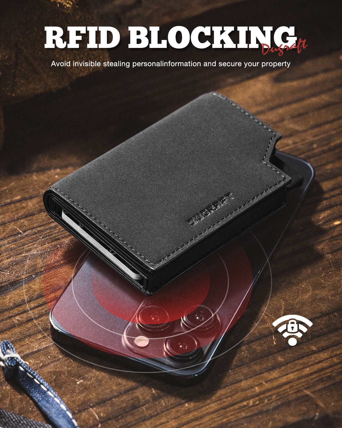 DC302 Patented Slider Mechanism Bifold Wallet - RFID Blocking, Magnetic Closure & Banknote Pocket - Slim Minimalist Wallet for Men - Perfect for Travel, Business & Everyday Carry