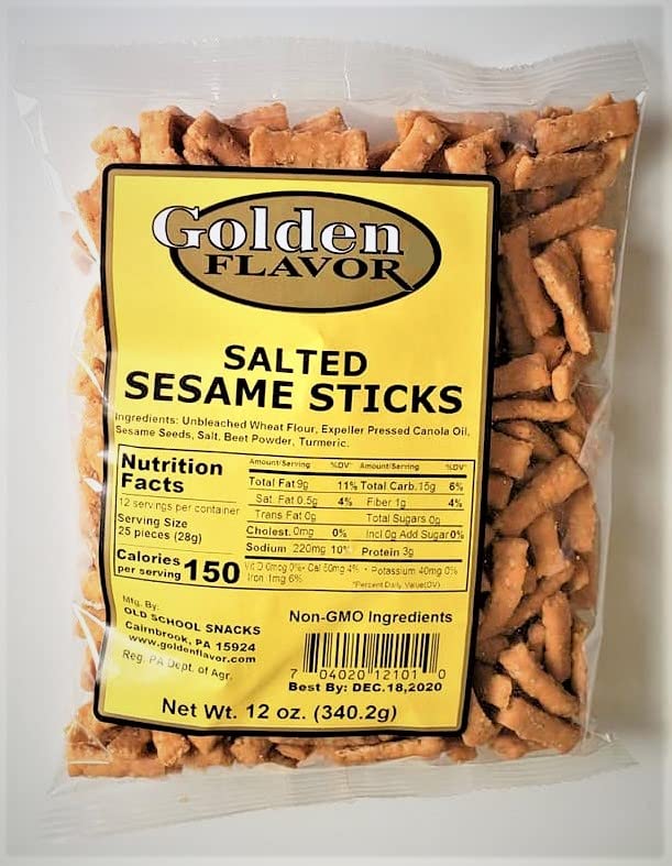 Golden Flavor Salted Sesame Sticks - 12 oz Bags (7 Pack) | Crunchy Asian Snack for Parties, Movie Nights & Healthy On-the-Go Snacking
