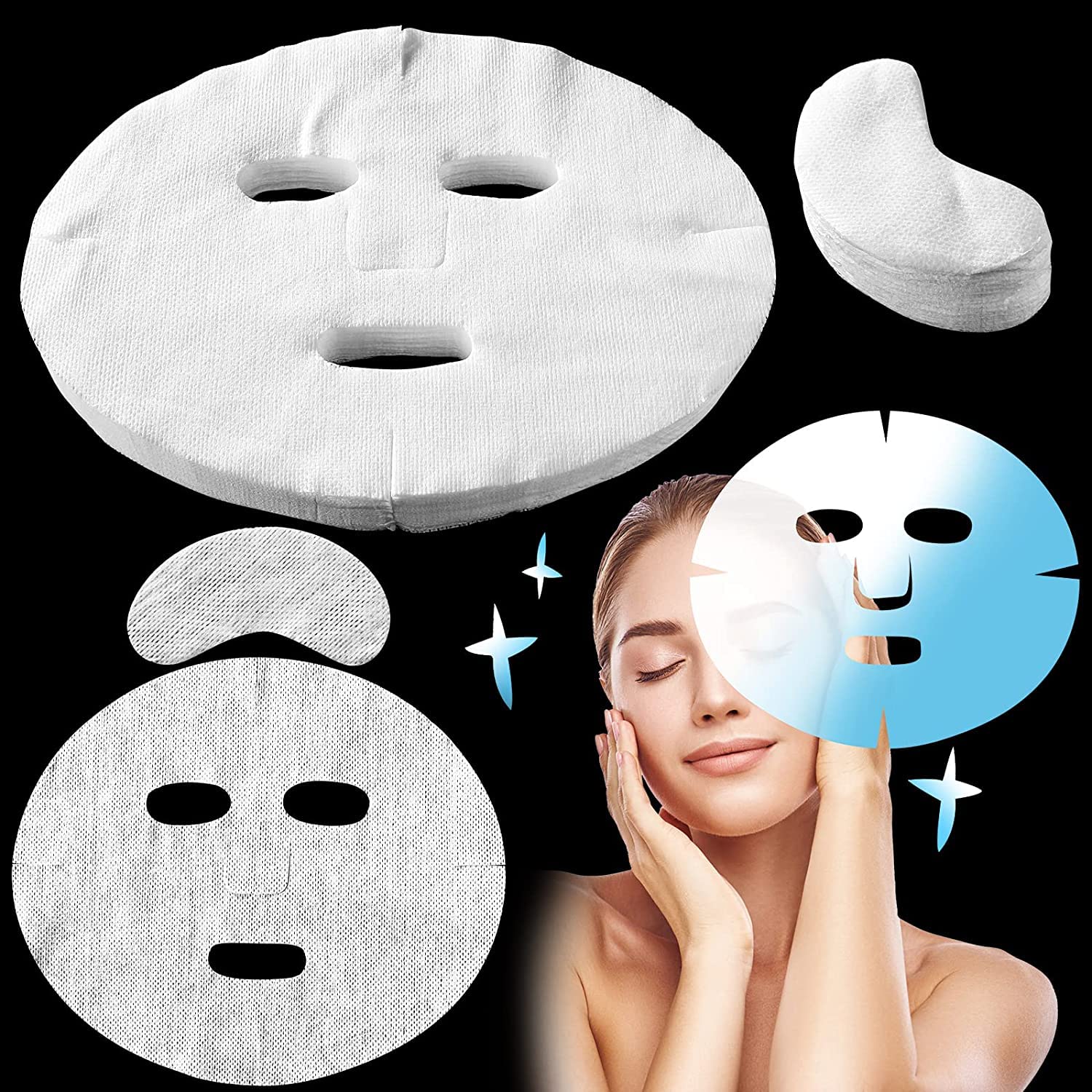 20Pcs Cotton Facial Sheet Mask Set - Deep Cleansing, Pore Minimizing, DIY Spa Treatment for Glowing Skin | At-Home Facial, Self-Care Routine, Beauty Salon Treatment