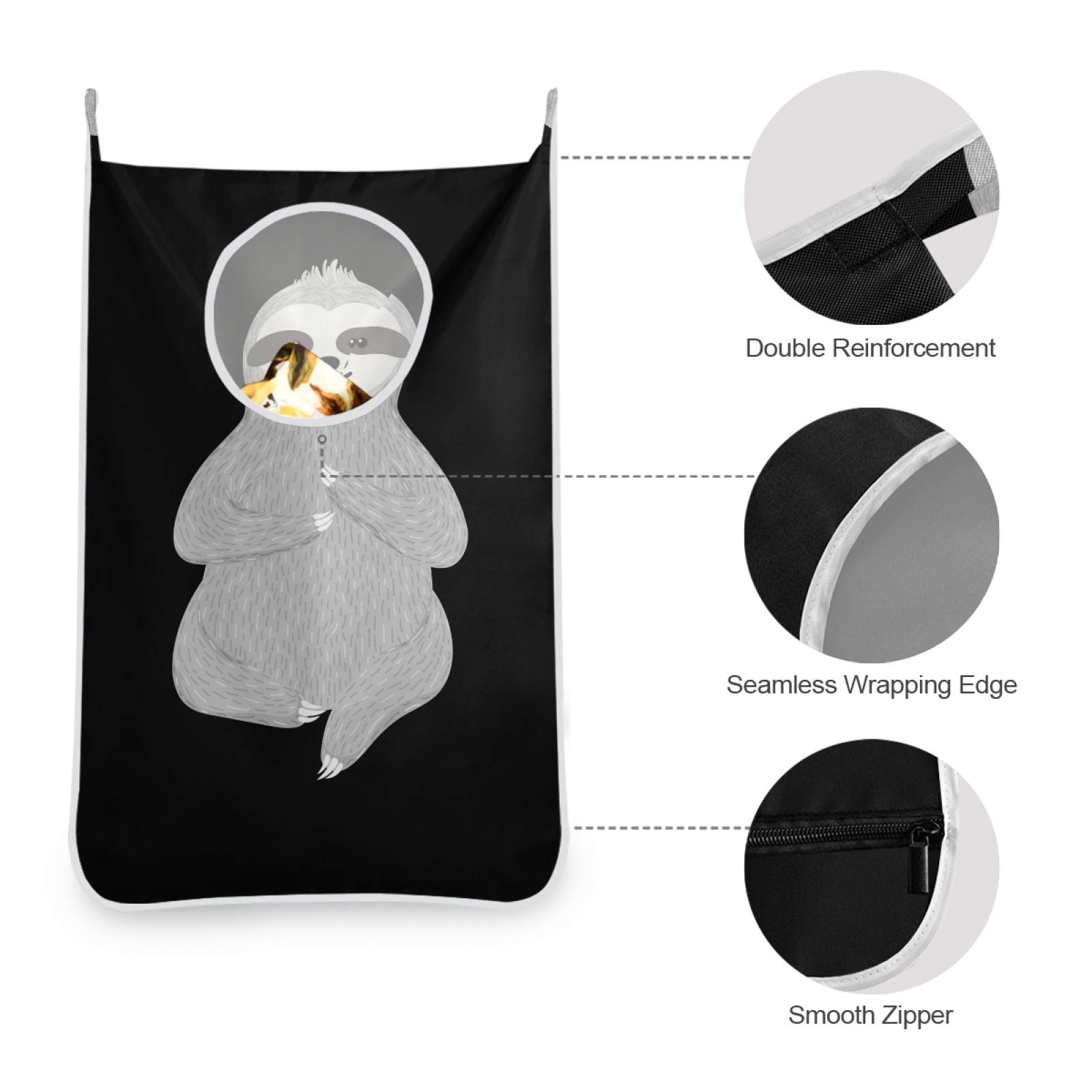Grey Sloth Hanging Laundry Hamper Bag - 1PC Over The Door Clothes Storage with Hooks for Bathroom, Bedroom & College Dorm | Space-Saving Dirty Clothes Basket for Wall or Closet Organization