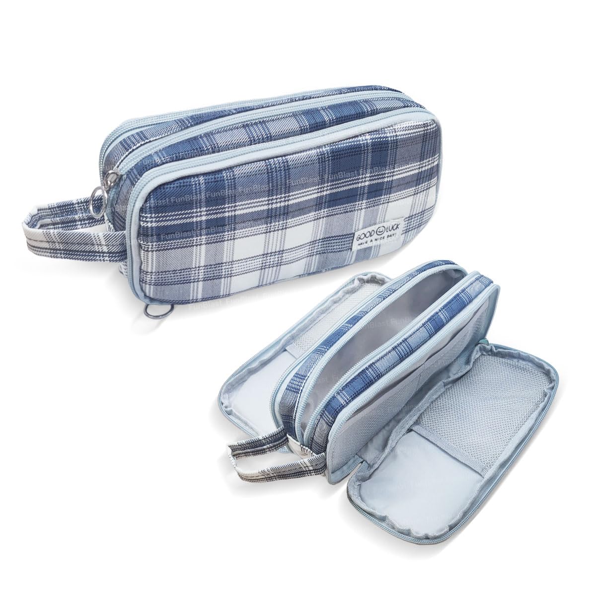 FunBlast Large Capacity Pencil Case - Multi-Purpose Organizer for School, Office & Travel - Pencil Pouch for Kids & Adults, Cosmetic Bag, Stationery Holder - Perfect for Students, Artists & Professionals (Grey)