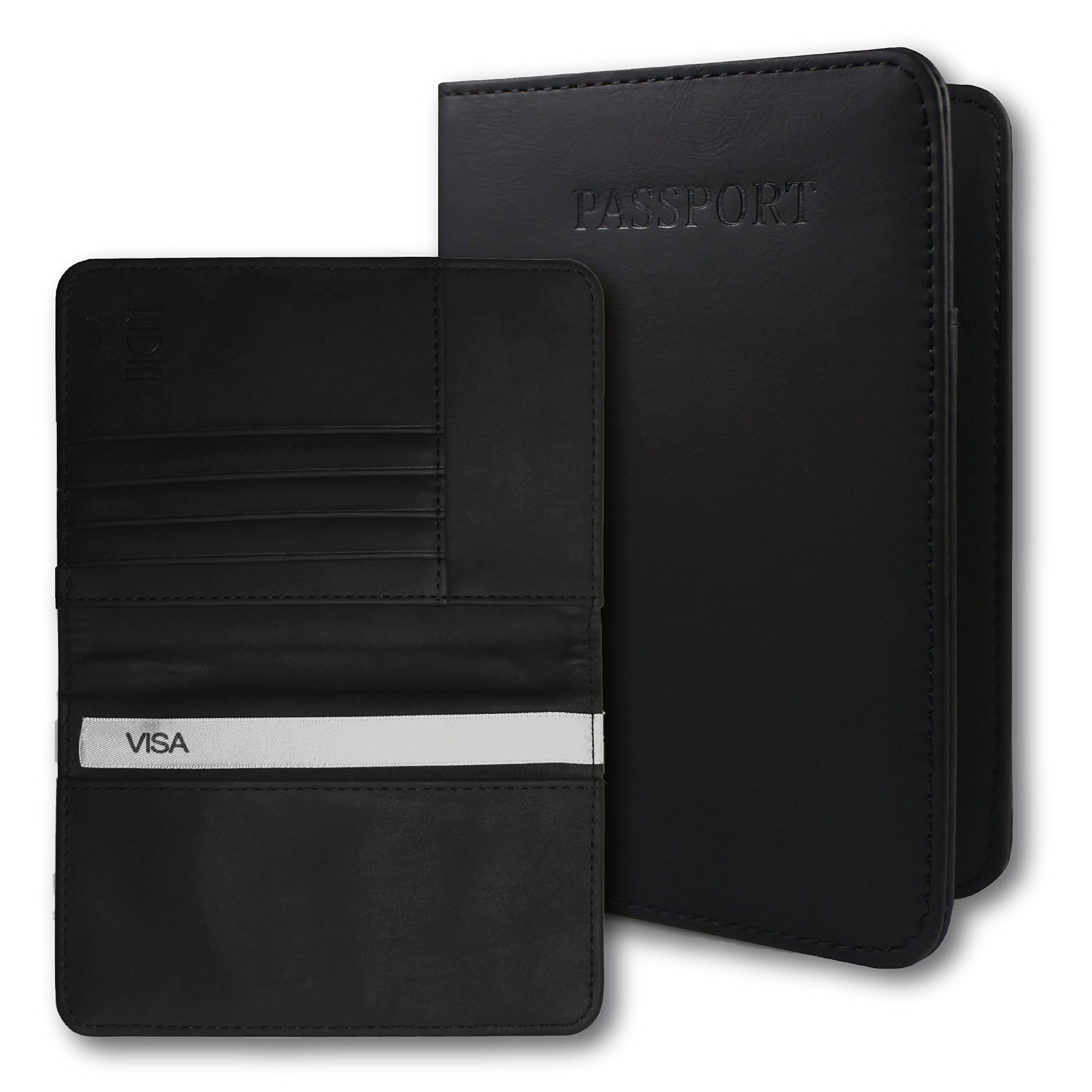 Premium Genuine Leather RFID Blocking Passport Holder - Slim Travel Wallet Cover with ID Card Slot for Men & Women | Perfect for International Travel, Business Trips & Vacation (Black)