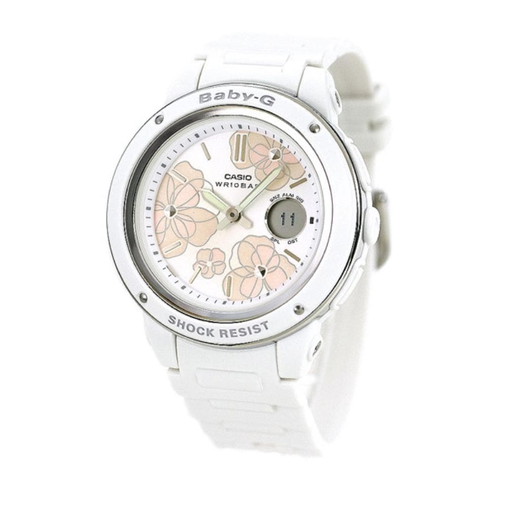 CASIO BABY-G BGA-150FL-7ADR Women's Digital Sport Watch - White Resin Strap, Shock Resistant, Water Resistant for Swimming, Running & Outdoor Activities
