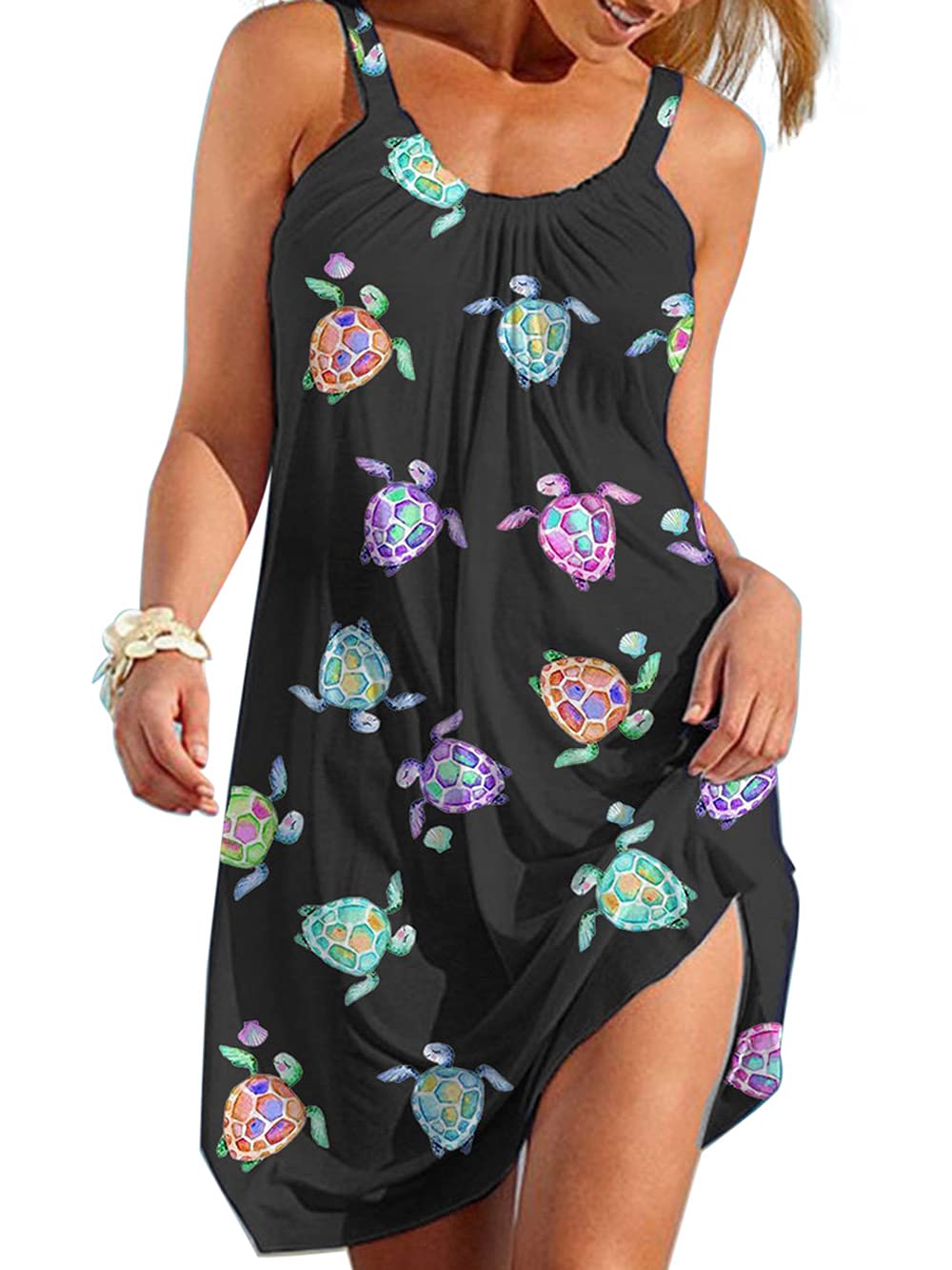HYPOWELL Women's Floral Print Sling Dress - Summer Beach Sundress, Casual Flowy Maxi Dress for Vacation, Pool Party & Tropical Getaway