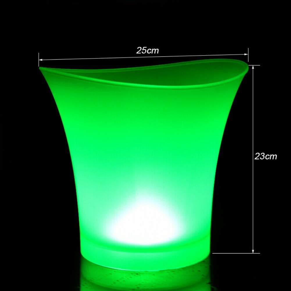 SOSSEG 5L LED Light Up Ice Bucket - 7 Color Flashing Plastic Drink Cooler for Beer, Wine & Cocktails | Party, Bar & Outdoor Beverage Chiller Bin