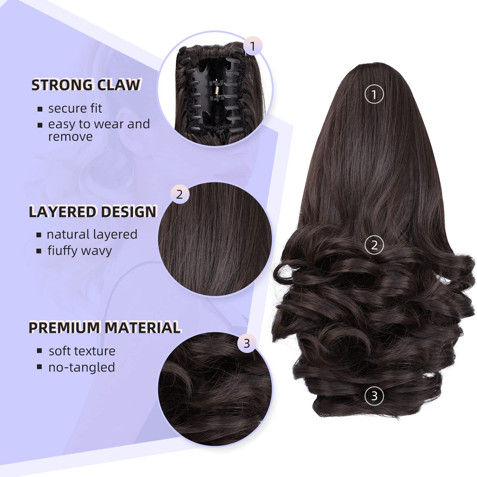 Natural Straight Ponytail Hair Extension with Claw Clip - Seamless Blonde Brown Black Hairpiece for Women - Perfect for Parties, Weddings & Everyday Styling