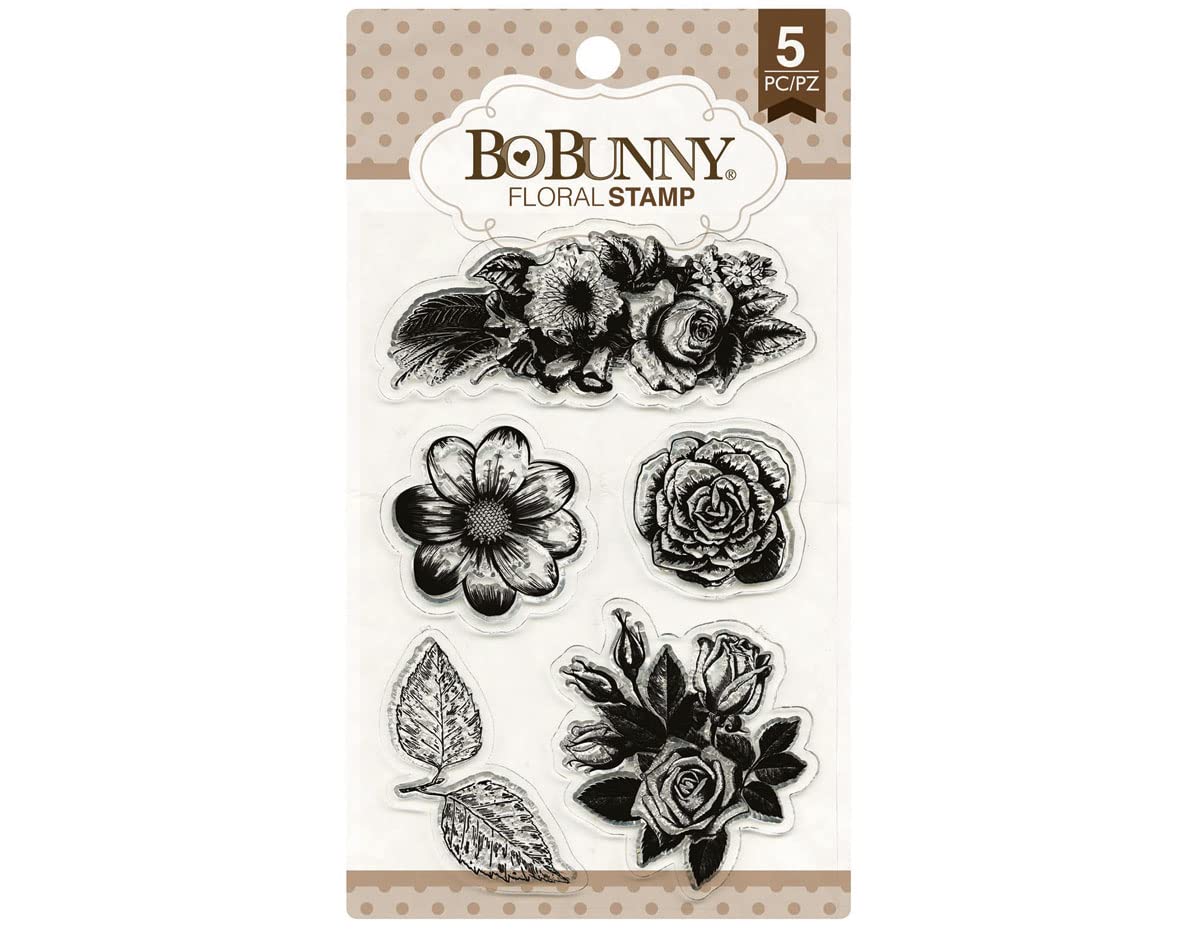 Bo Bunny Floral Stamps 4x6 Inch - Vibrant Multicolor Rubber Stamps for Scrapbooking, Card Making & DIY Crafts - Perfect for Wedding Invitations, Journals & Home Decor Projects