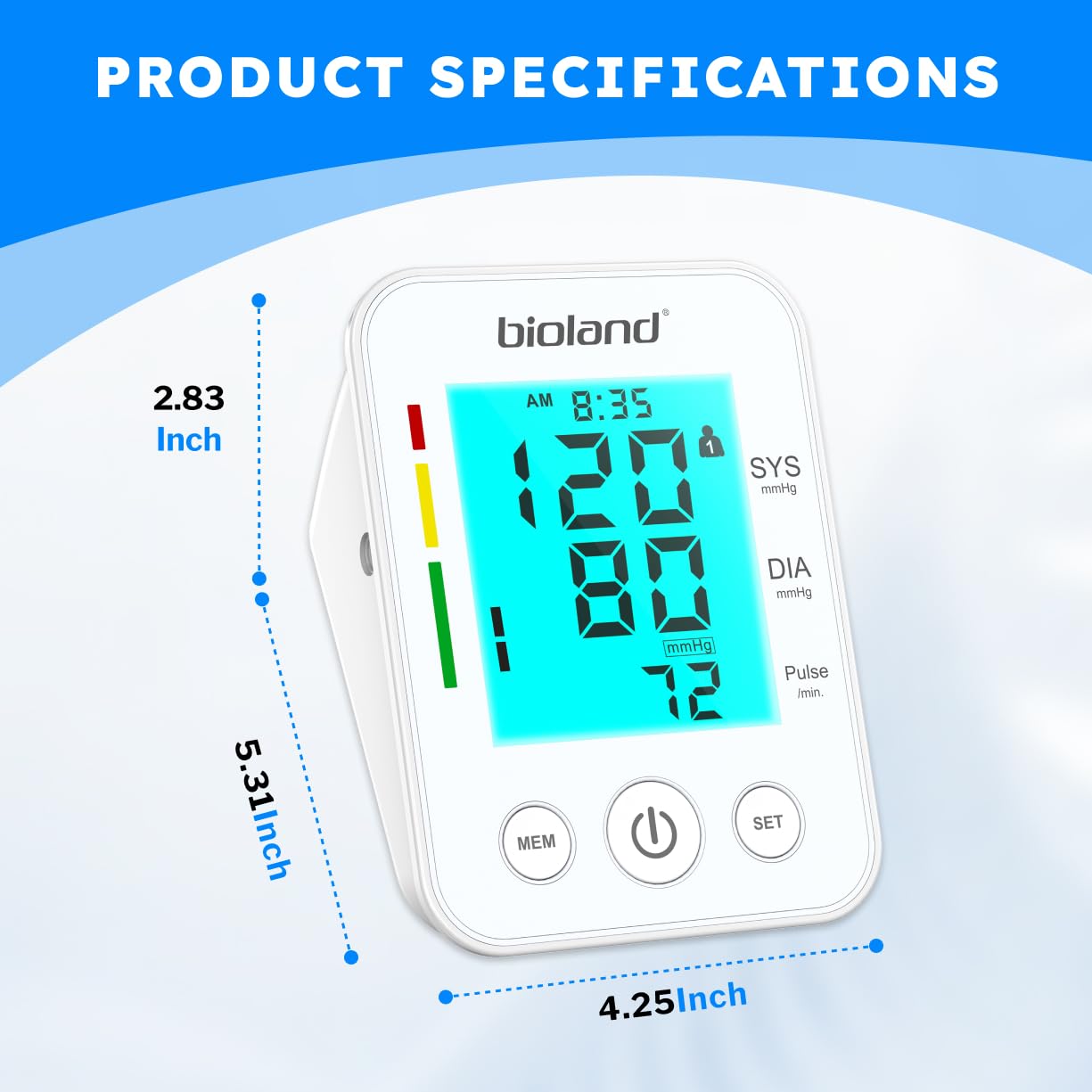 Automatic Digital Blood Pressure Monitor with Large Backlit LCD Display | Adjustable Upper Arm Cuff for Accurate Readings | Ideal for Home Health Monitoring & Senior Care | BPM-2008 Model