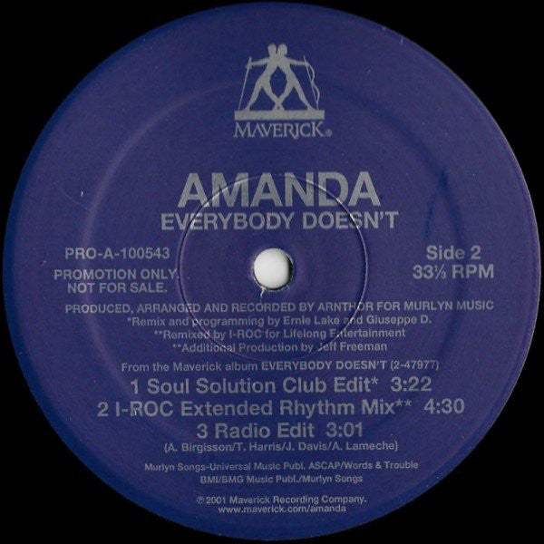 Amanda Everybody Doesn't Vinyl Record (12